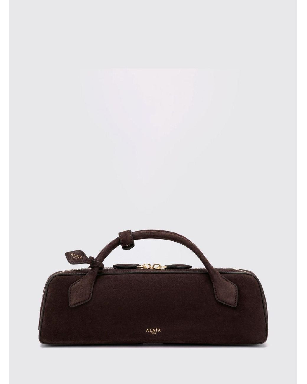 Alaïa Brown Le Teckel Suede Sheepskin Handbag With Logo Charm