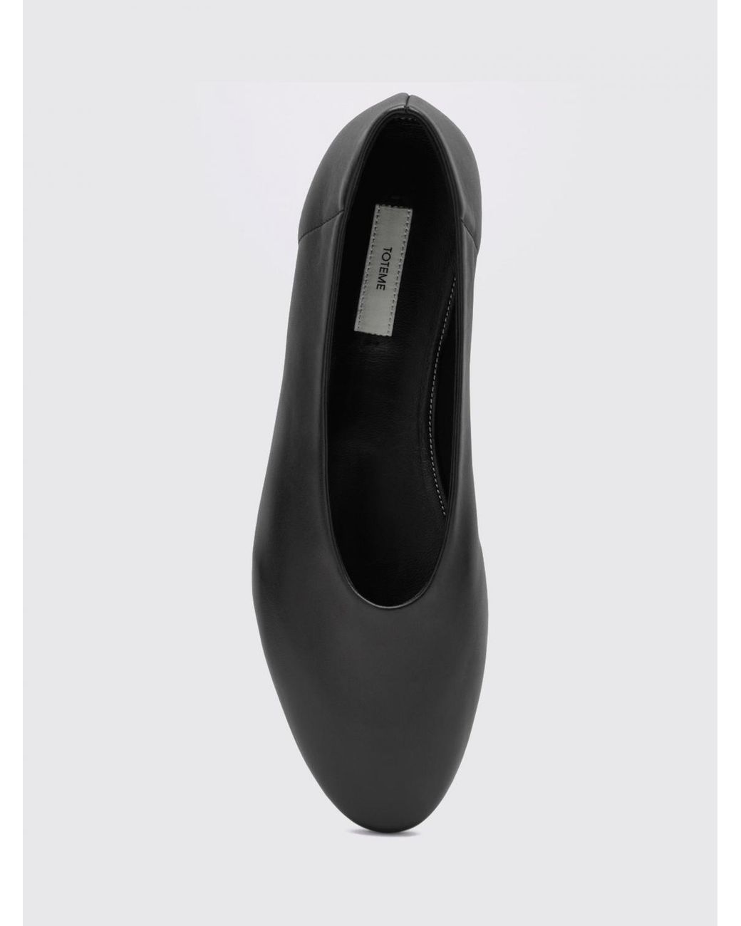 Totême White Smooth Leather Round-Toe Ballet Flats With Leather Sole