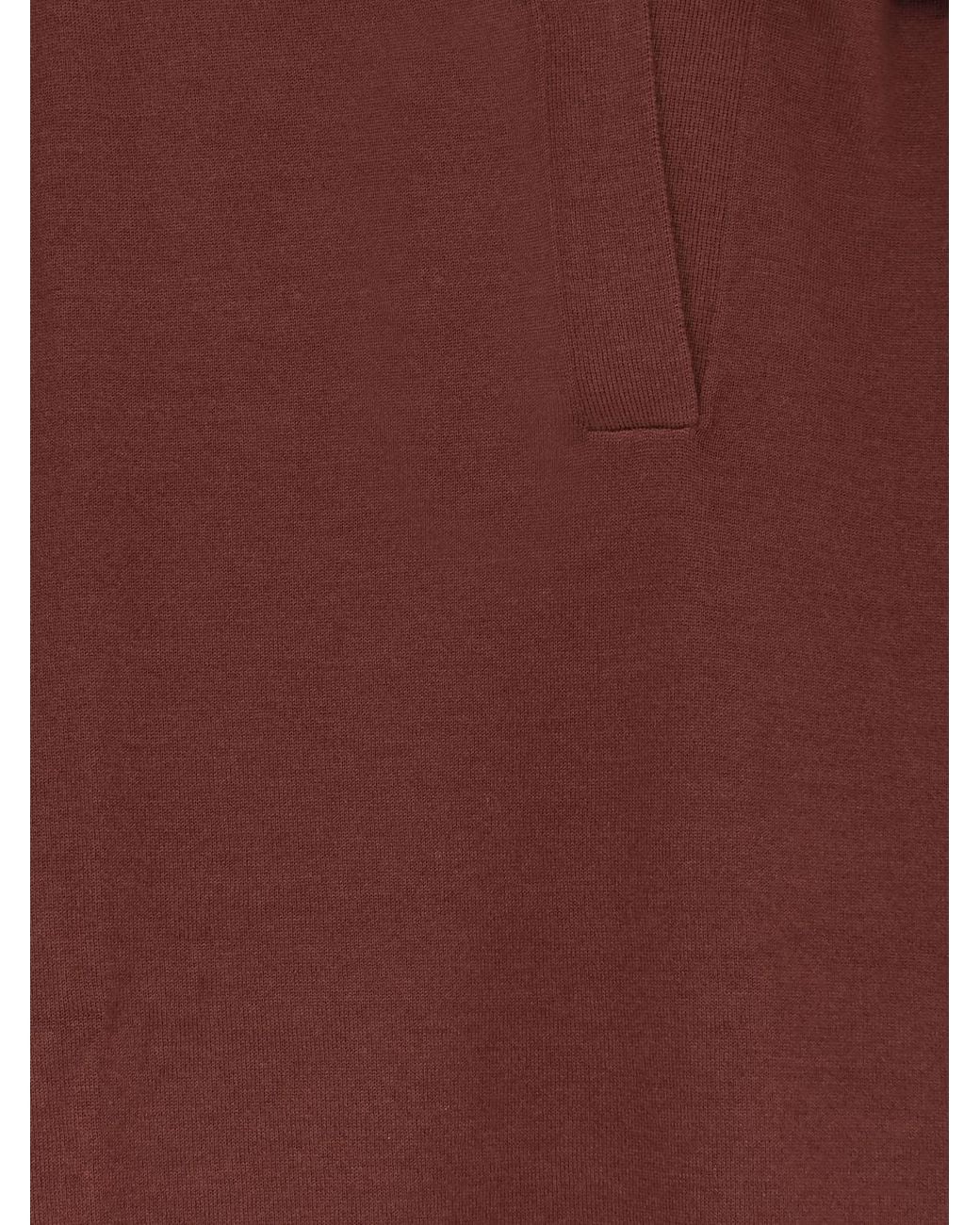 Soeur Red V-Neck Merino Wool Knit Polo With Dropped Shoulders