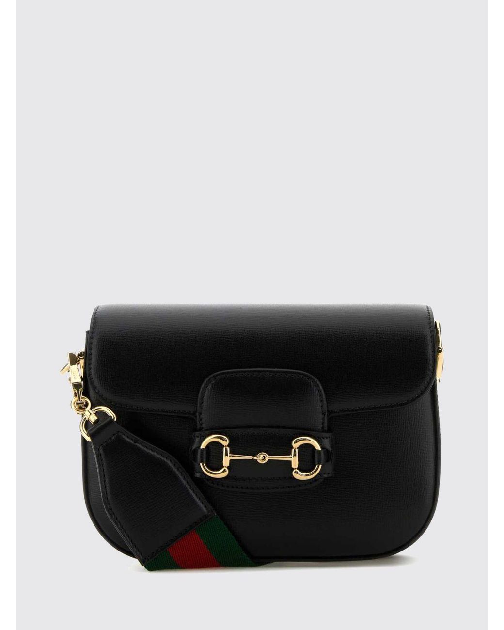 Gucci Black Horsebit 1955 Mini Leather Shoulder Bag With Removable Strap