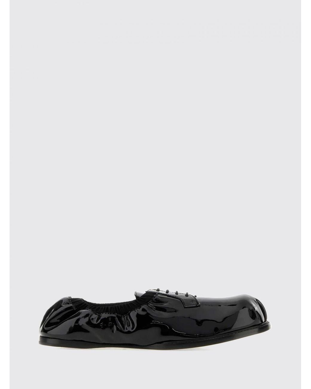 Moschino Couture White Patent Leather Lace-Up Shoes With Ruched Design And Elasticated Ankle