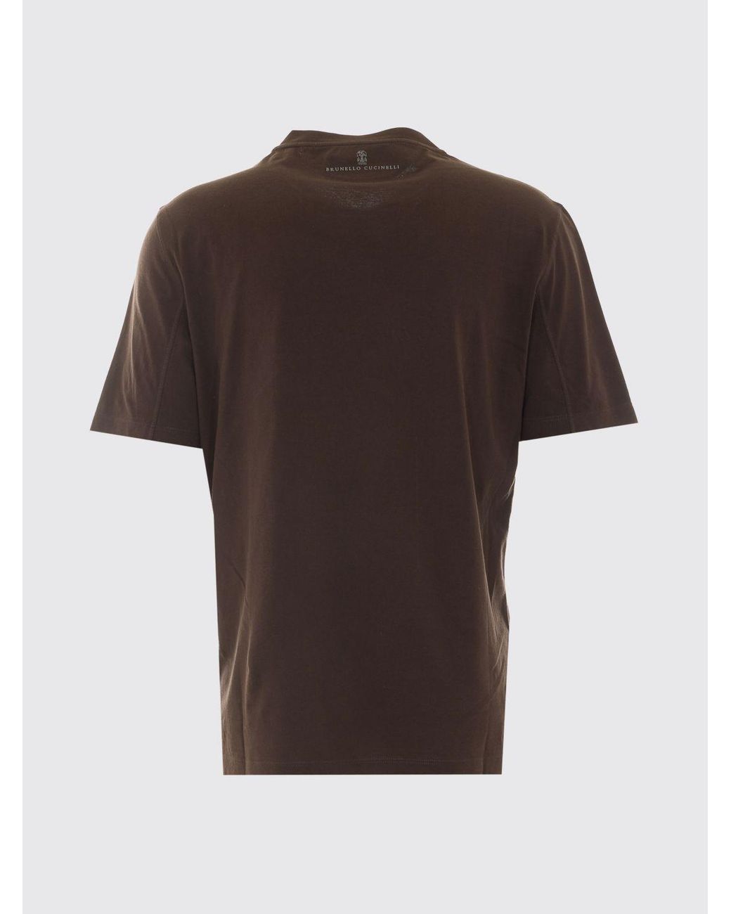 Brunello Cucinelli Brown Slogan-Print Cotton T-Shirt With Embroidered Logo for men
