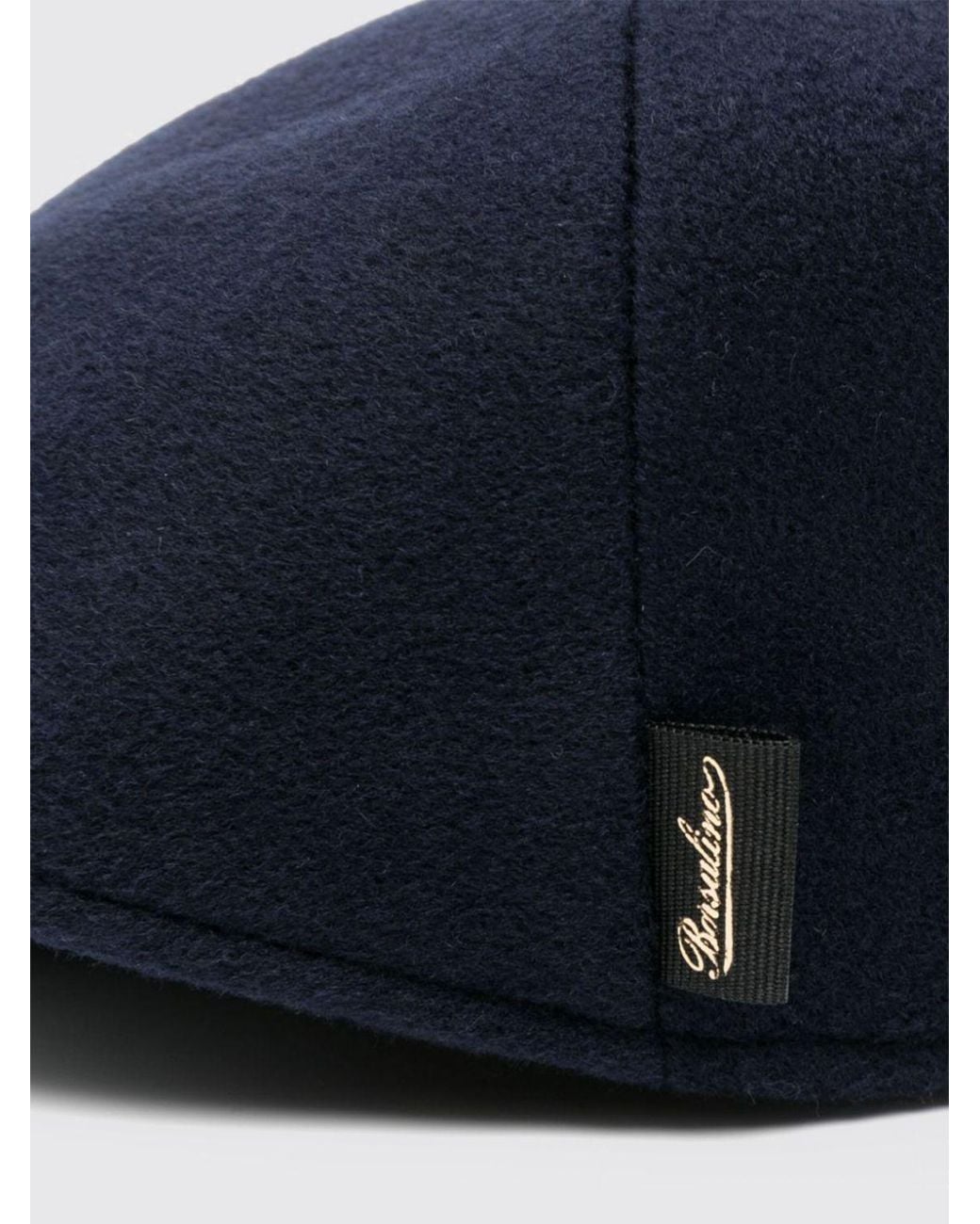 Borsalino Blue Cashmere Beret With A Side Logo Plaque