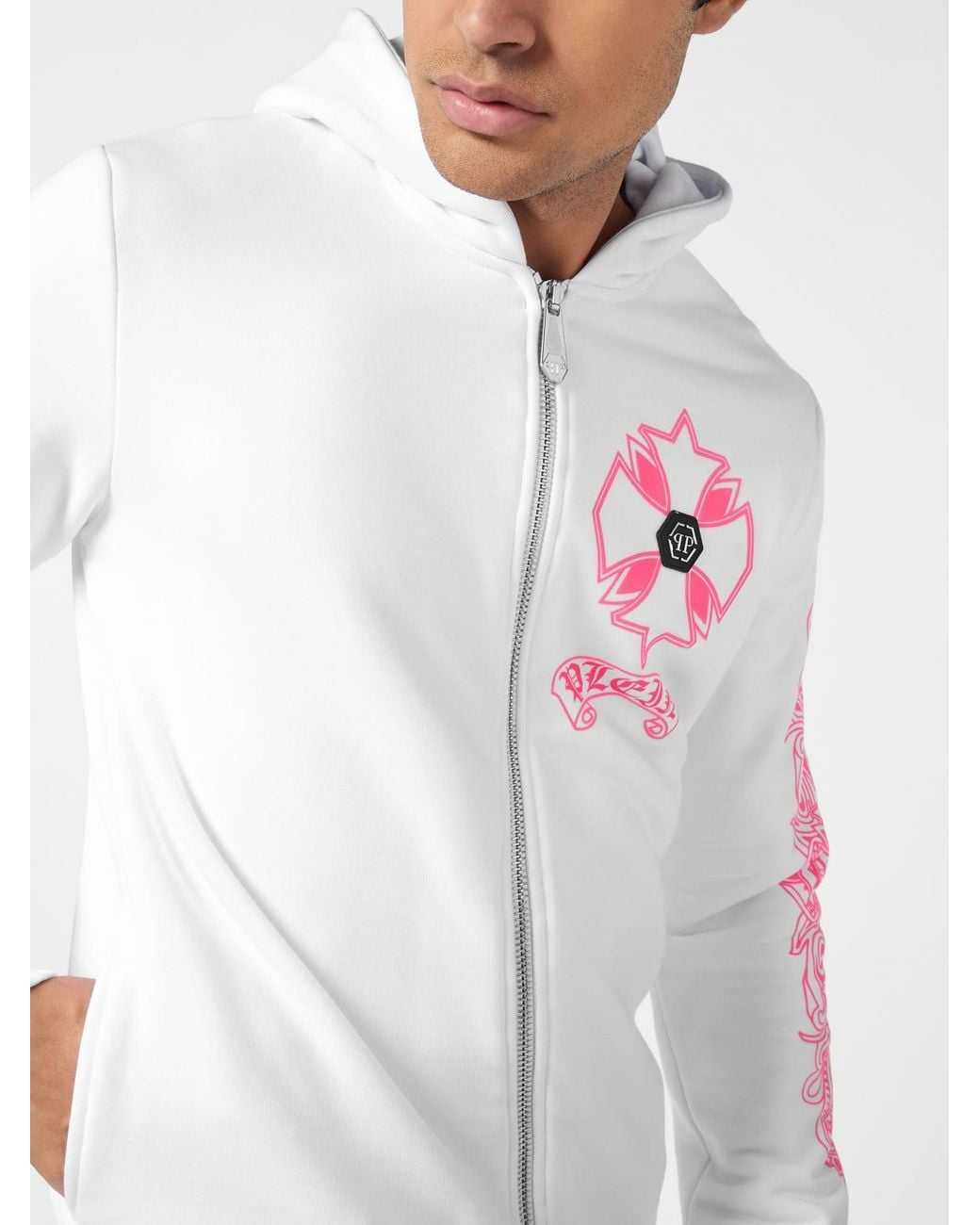 Philipp Plein White Cotton Hoodie With Logo for men