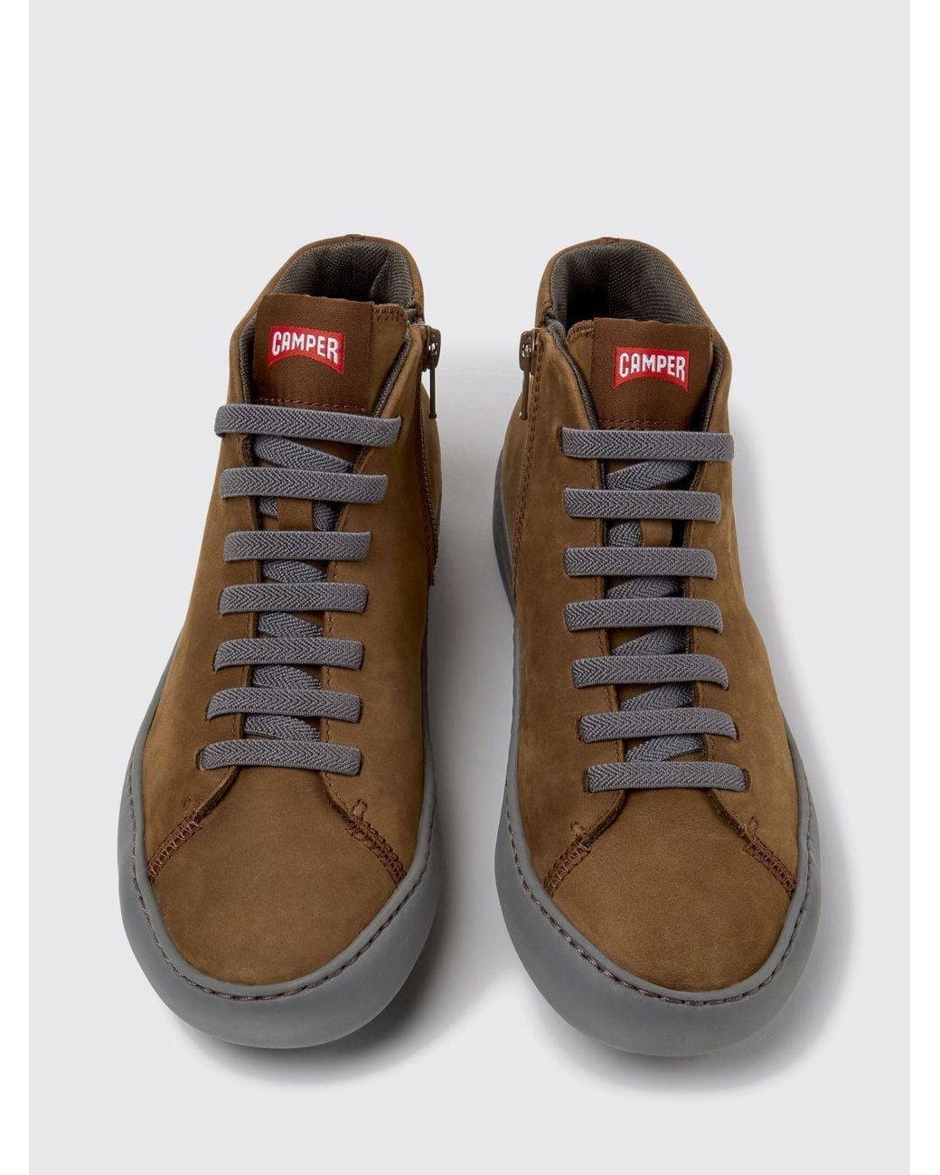 Camper Brown Peu Touring Mid-Top Slip-On Trainers