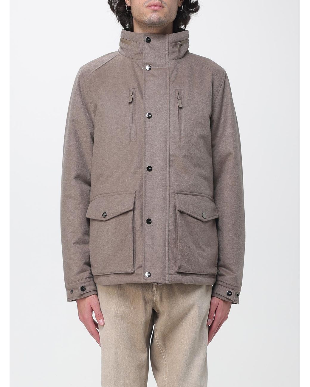 Heskimo Gray Cotton Blend Utility Parka With Packable Hood for men