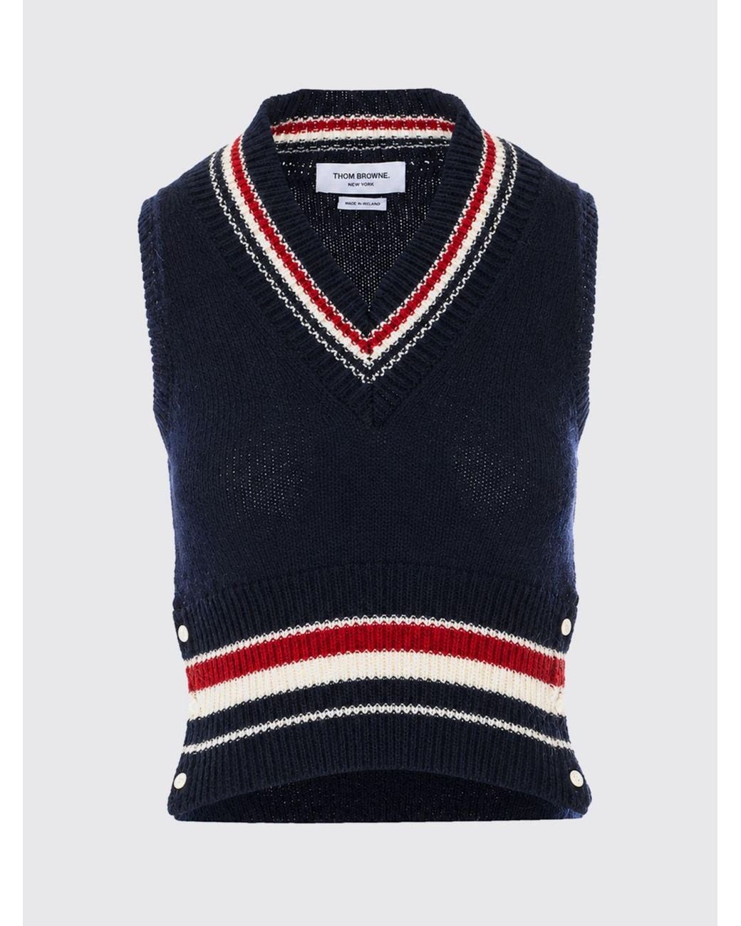 Thom Browne Blue 4-Bar Stripe Merino Wool Knit Vest