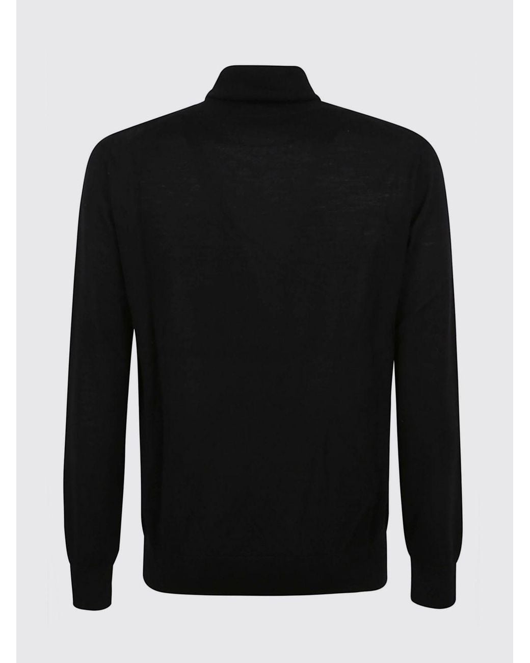 Ballantyne Black Pure Wool Turtleneck Jumper With Ribbed Trims for men