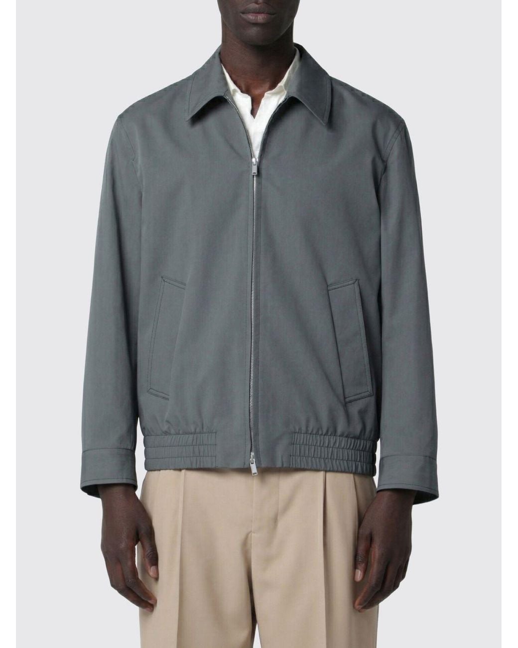 Lardini Gray Cotton And Silk Jacket for men