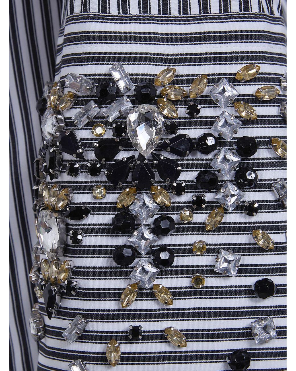Sportmax Gray Striped Cotton Shirt With Embroidery