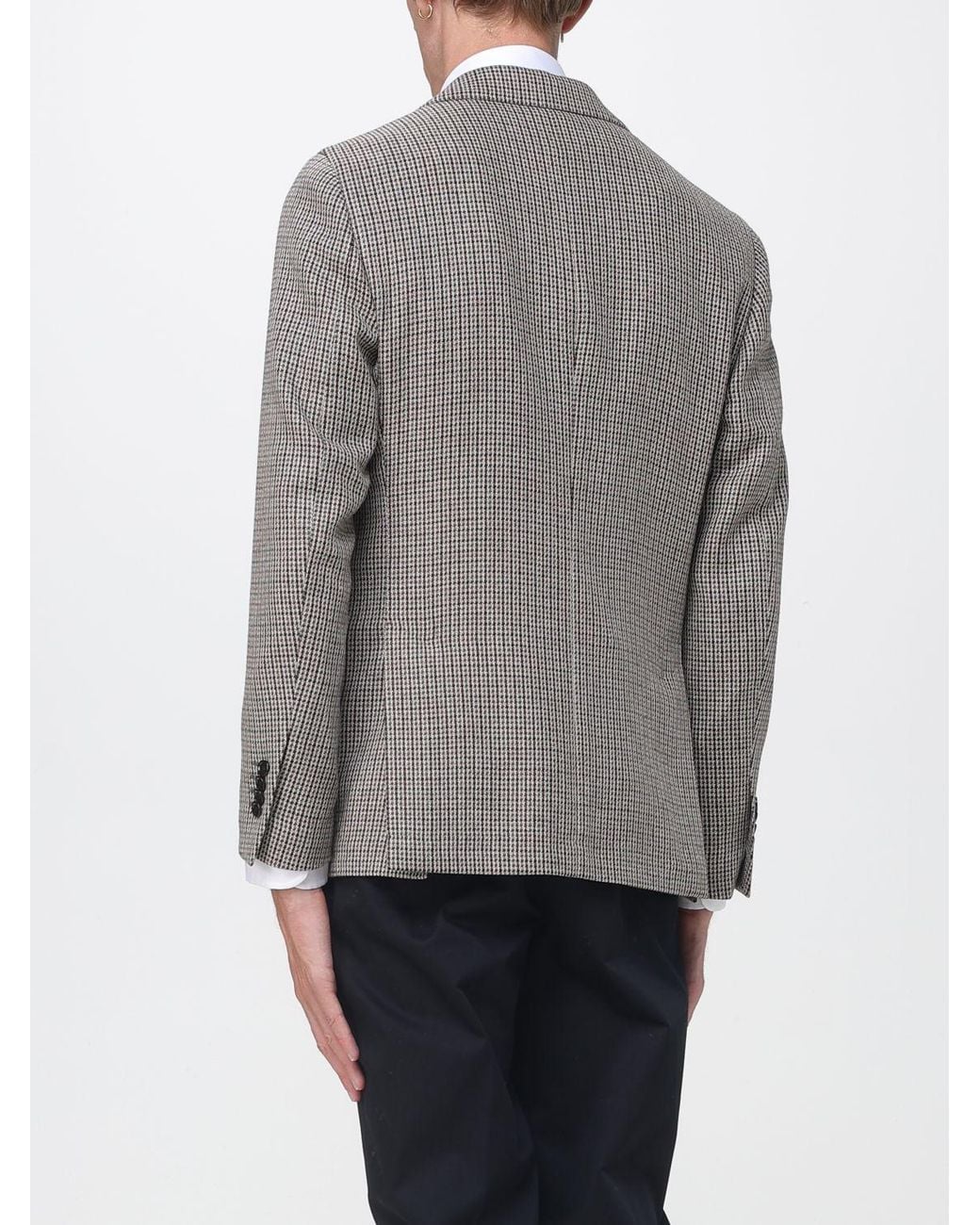 Lardini Gray Houndstooth Single-Breasted Wool And Cashmere Blazer for men