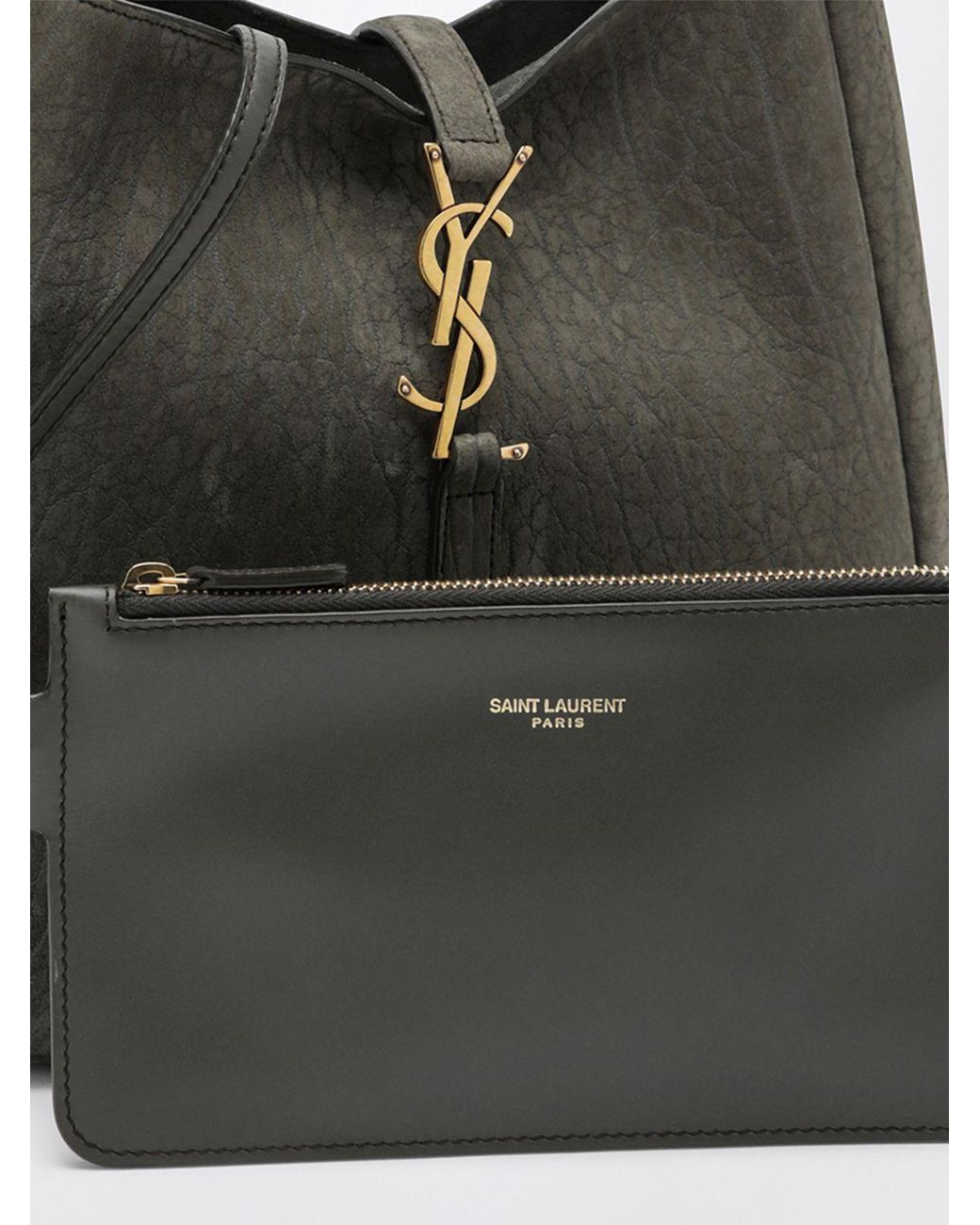 Saint Laurent Black Le 5 À 7 Hammered Leather Shoulder Bag With Ysl Monogram
