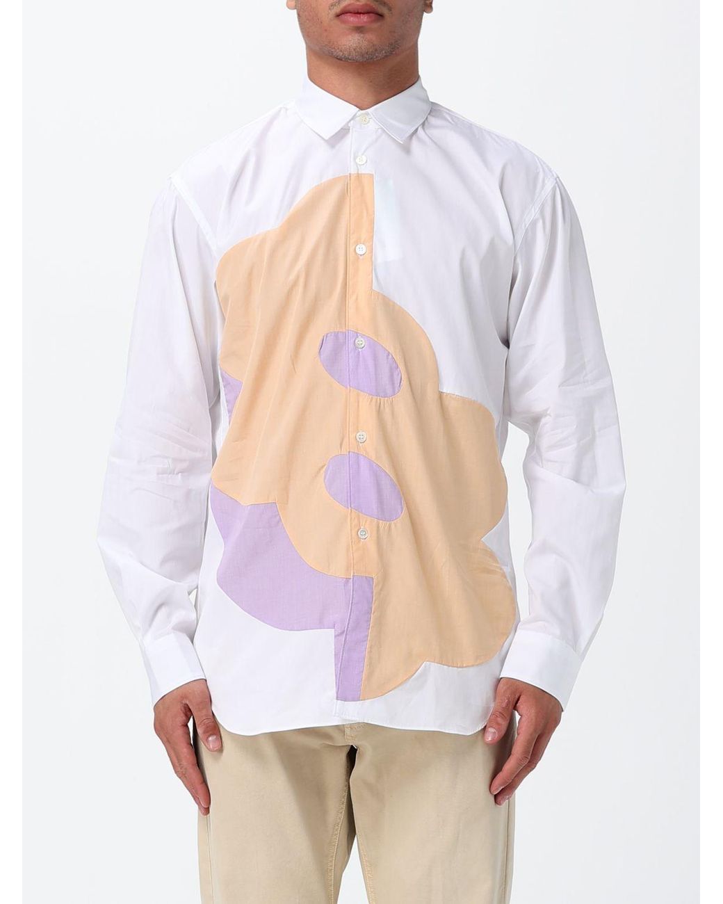 Comme des Garçons White Comme Des GarÇ Ons Floral Print Cotton Shirt for men