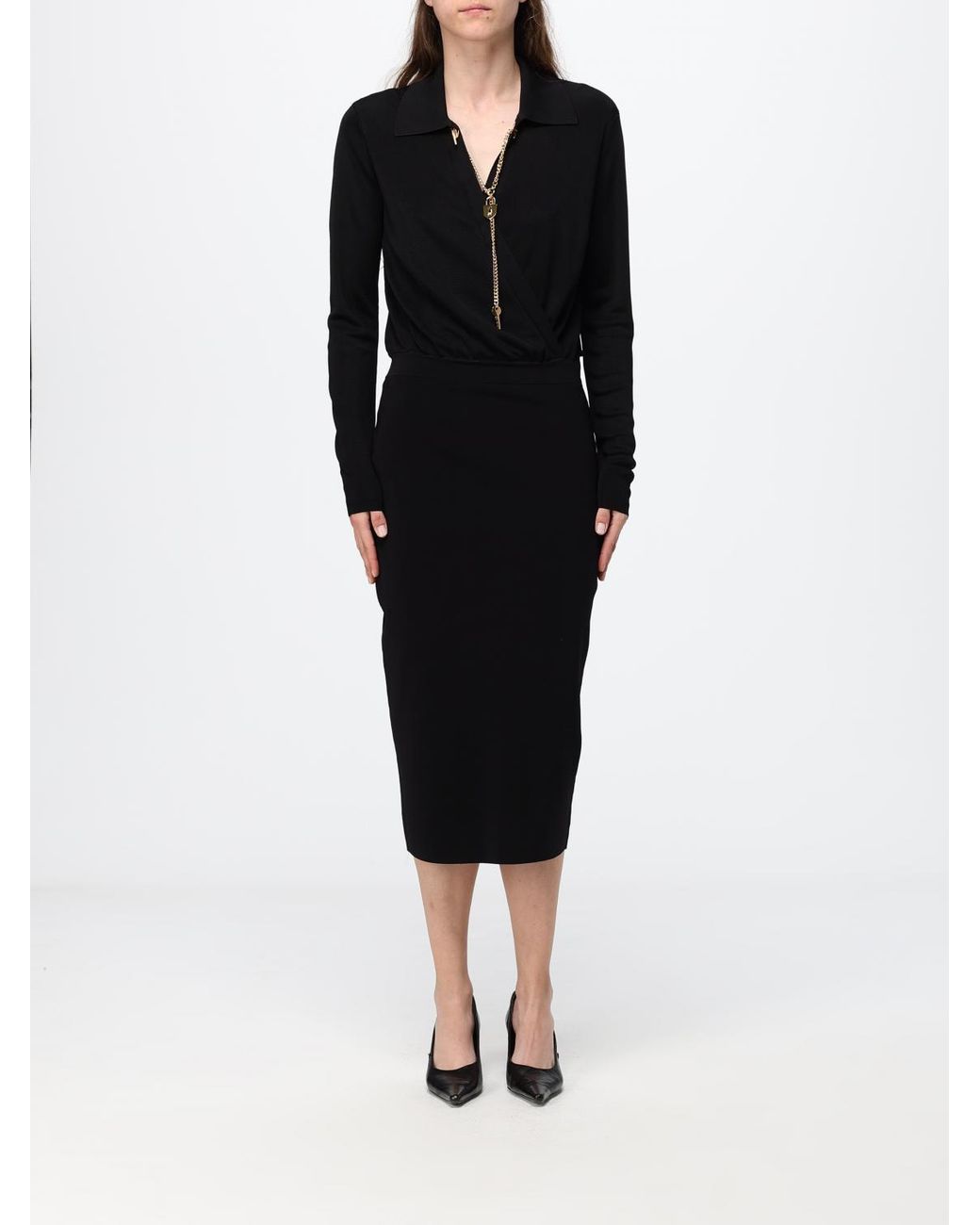 Elisabetta Franchi Black Midi Sheath Dress