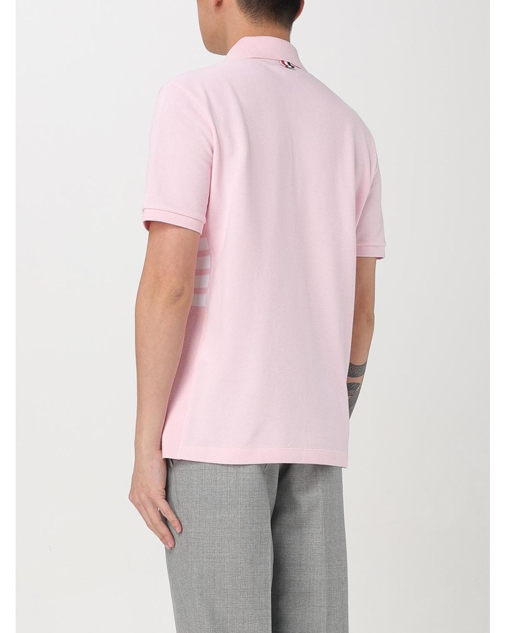 Thom Browne Pink Basic Cotton Polo Shirt for men