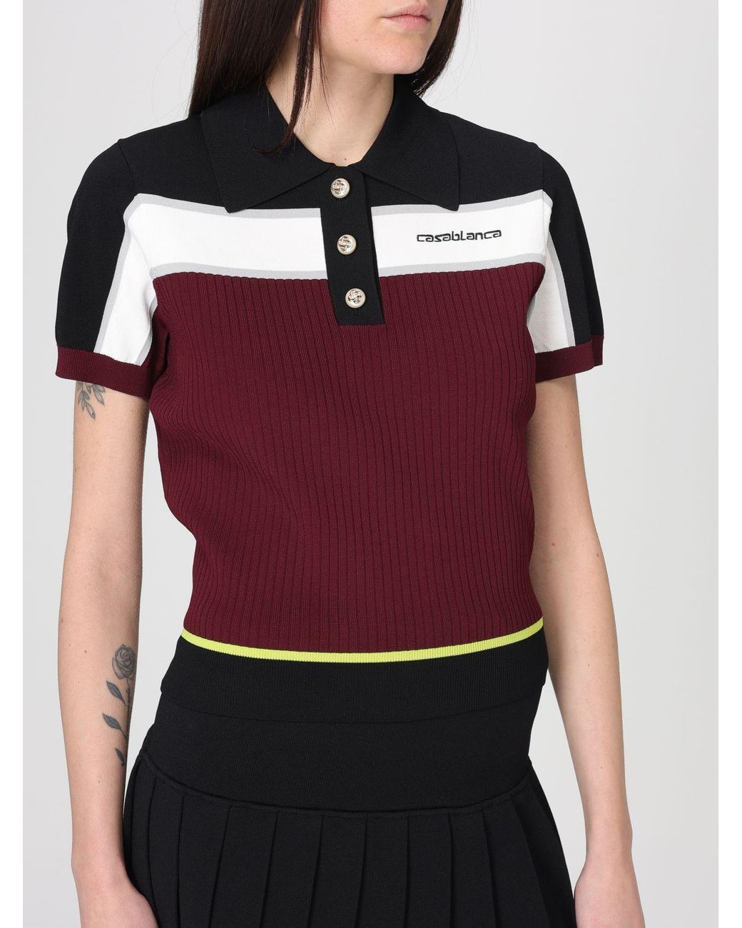 Casablanca Red Tricolor Viscose Polo Shirt With Logo