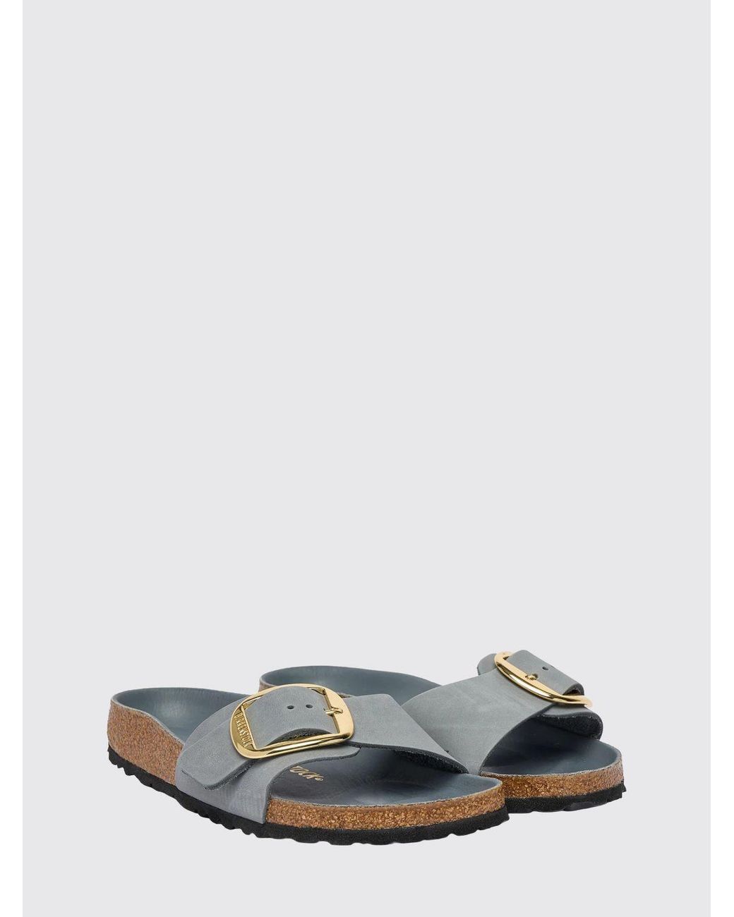 Birkenstock White Madrid Big Buckle Nubuck Sandals