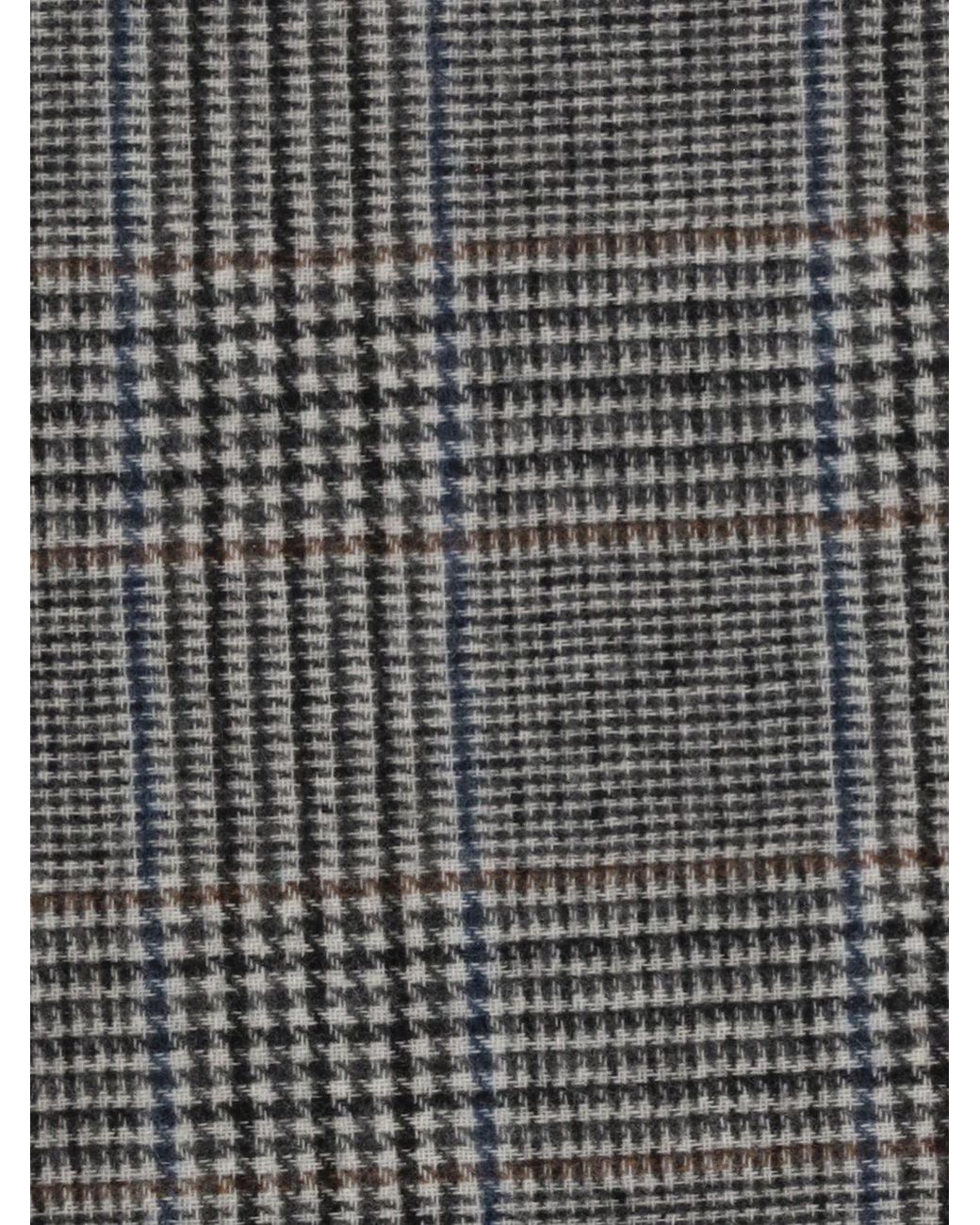 Brunello Cucinelli Gray Fringed Prince Of Wales Check Scarf