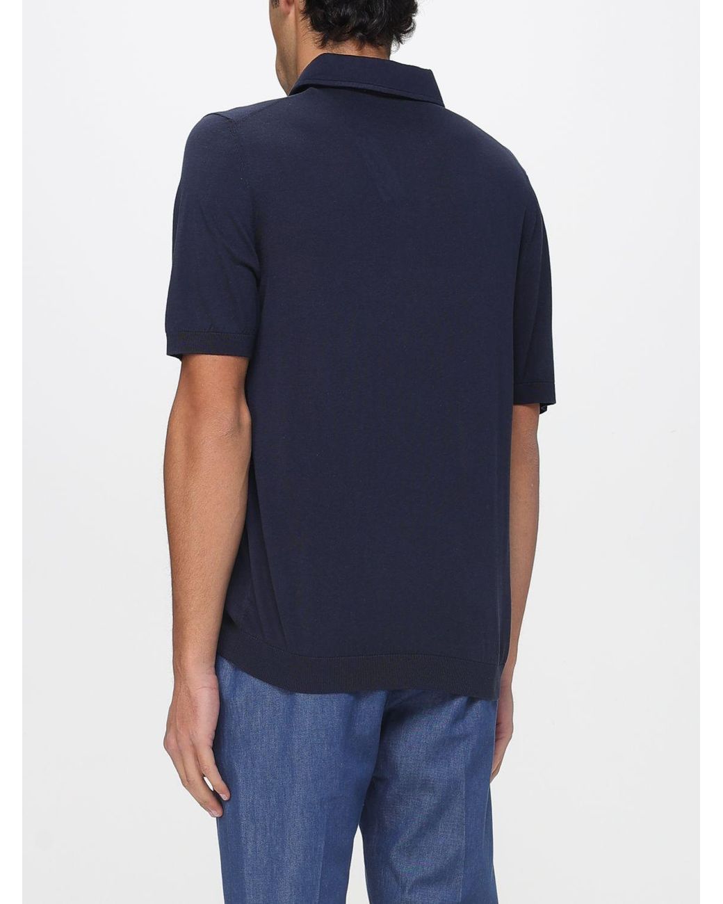 Lardini Blue Knit Polo Shirt for men