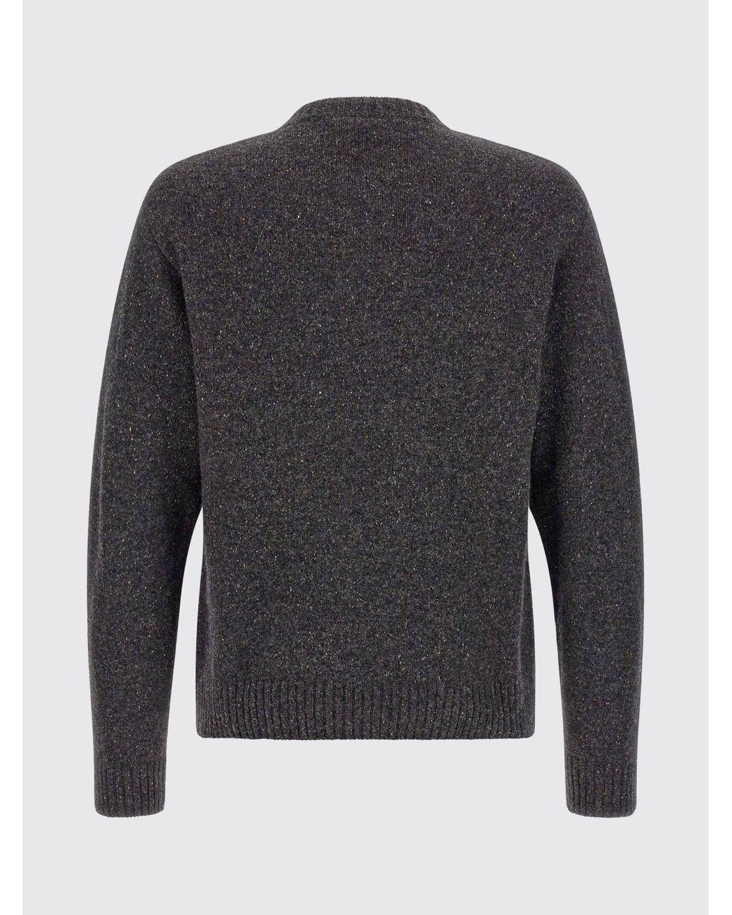 Moschino Couture Blue Wool And Silk Blend Crew-Neck Jumper With Jacquard Logo for men