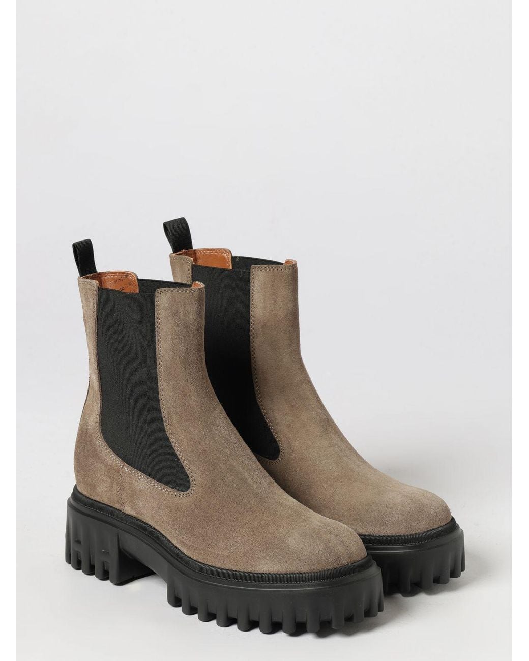 Hogan Brown H700 Suede Chelsea Boots With Lug Sole