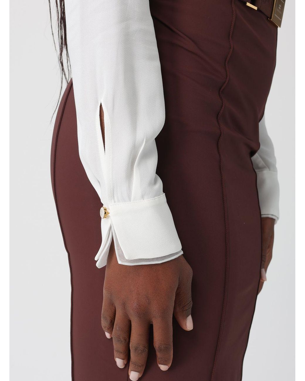 Elisabetta Franchi Red Viscose Georgette Blouse Bodysuit