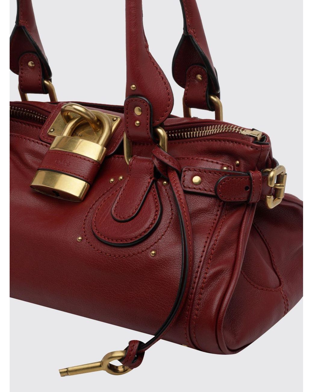 Chloé Red ChloÉ Paddington Calfskin Shoulder Bag With Iconic Padlock