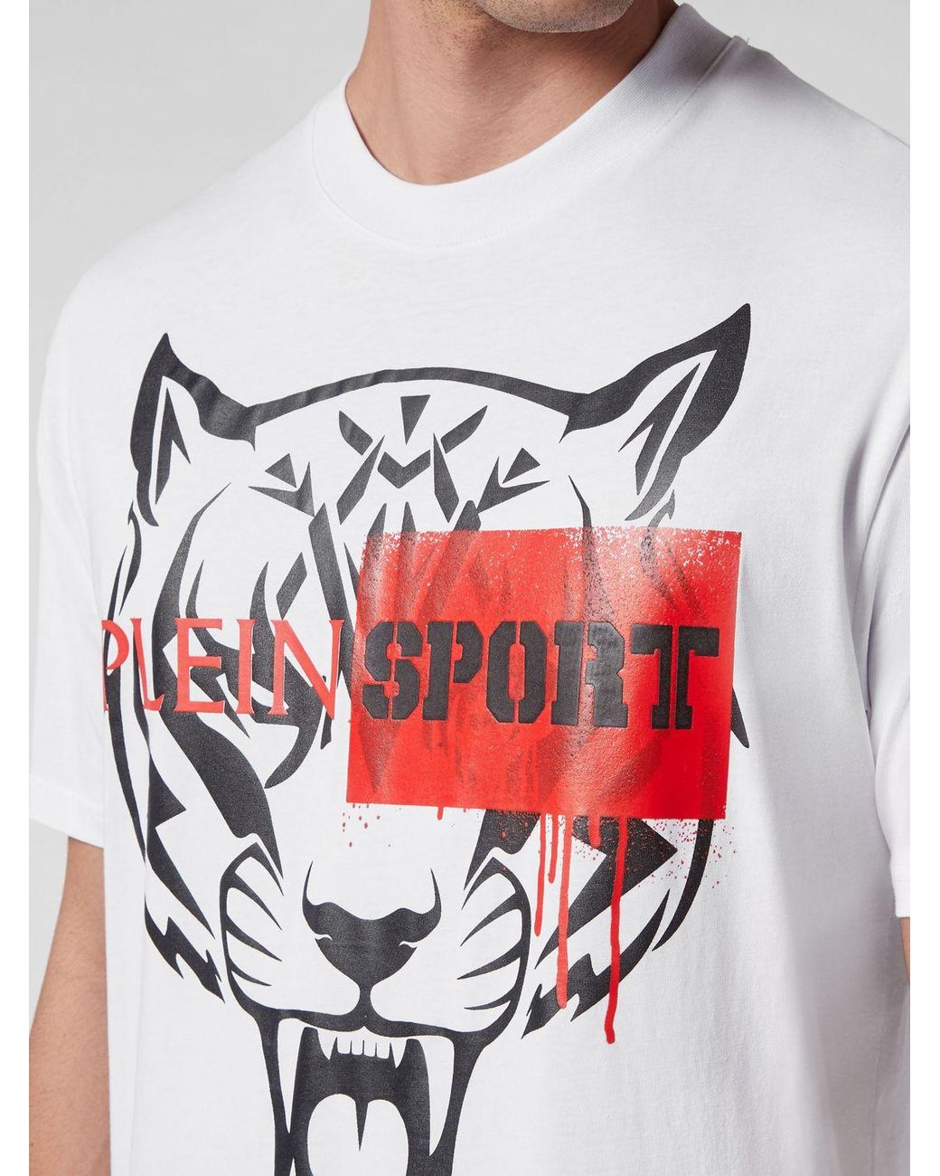 Philipp Plein White Graphic Print Jersey T-Shirt With Contrasting Logo for men