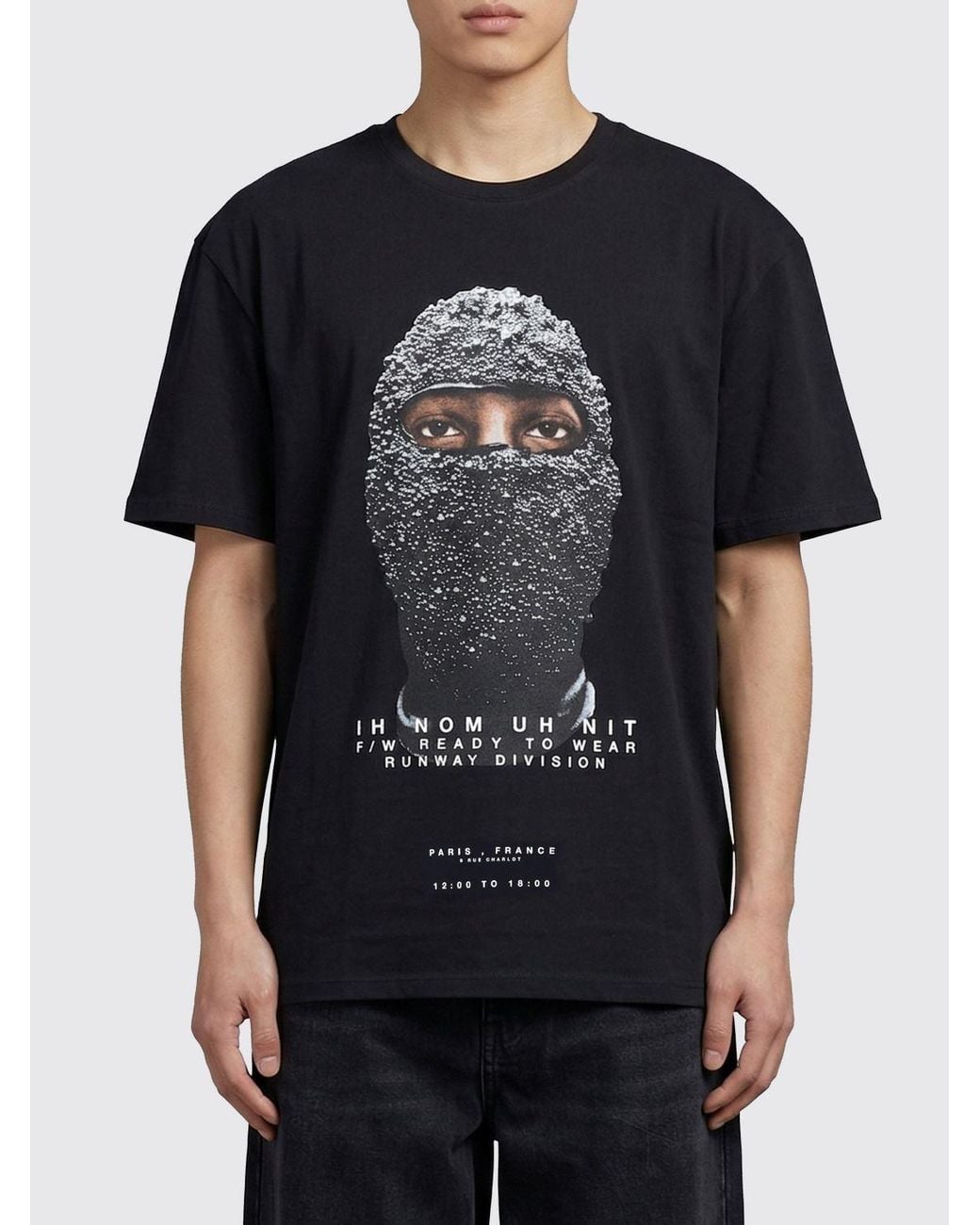 Ih Nom Uh Nit Black Cotton T-Shirt With Graphic Print for men