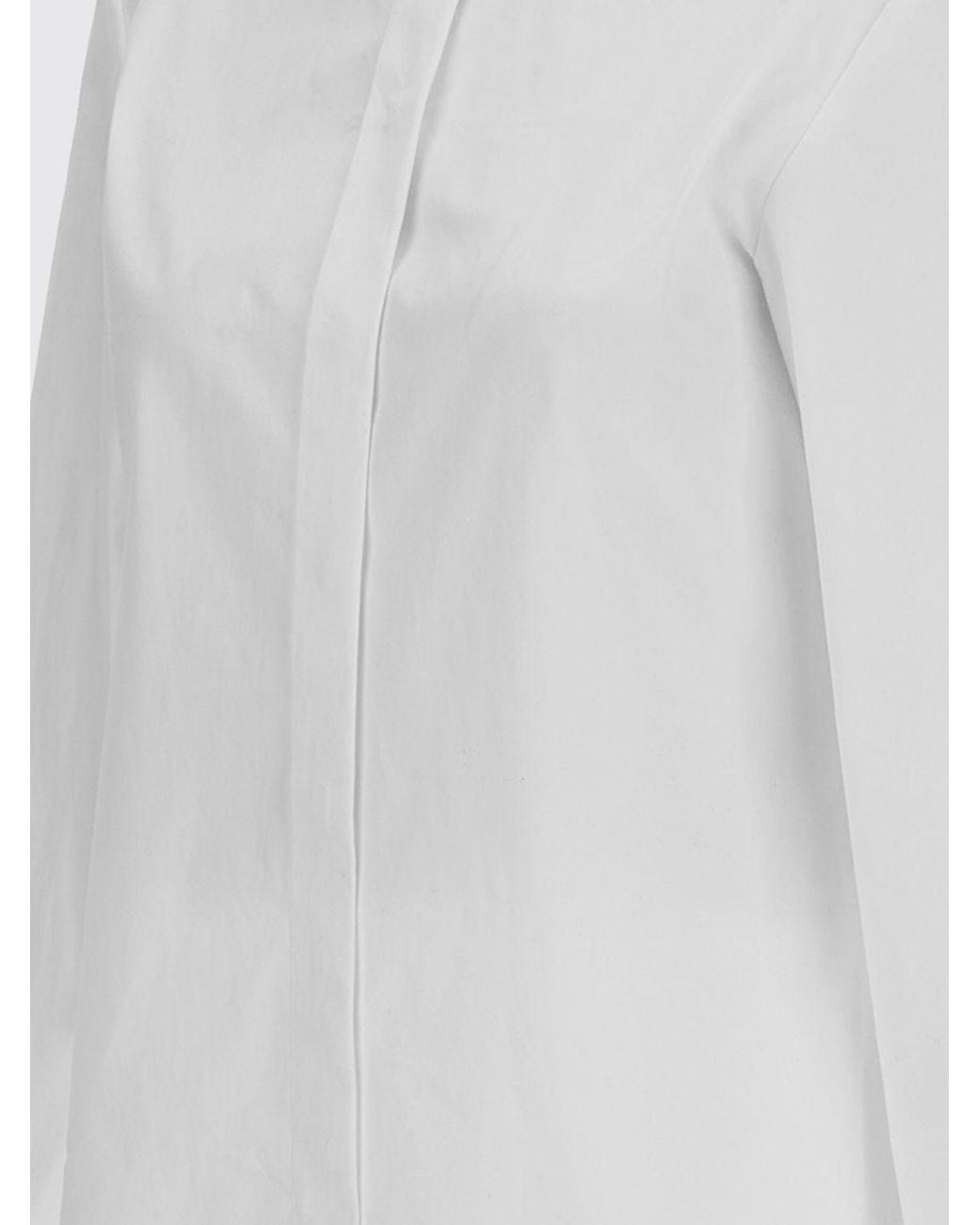 Sportmax White Slim Fit Cotton Shirt With Concealed Placket