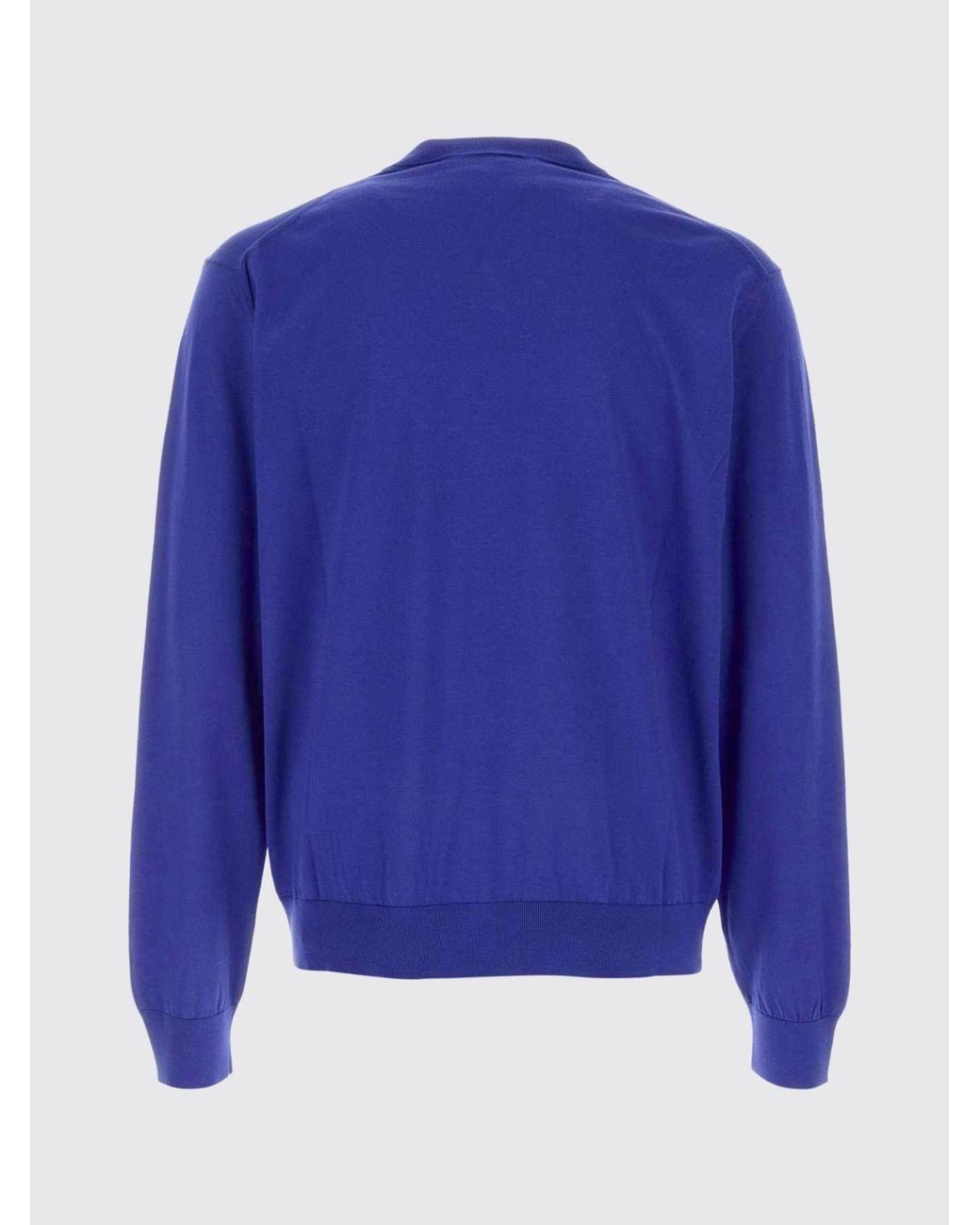 Versace Blue Cotton And Silk V-Neck Sweater for men