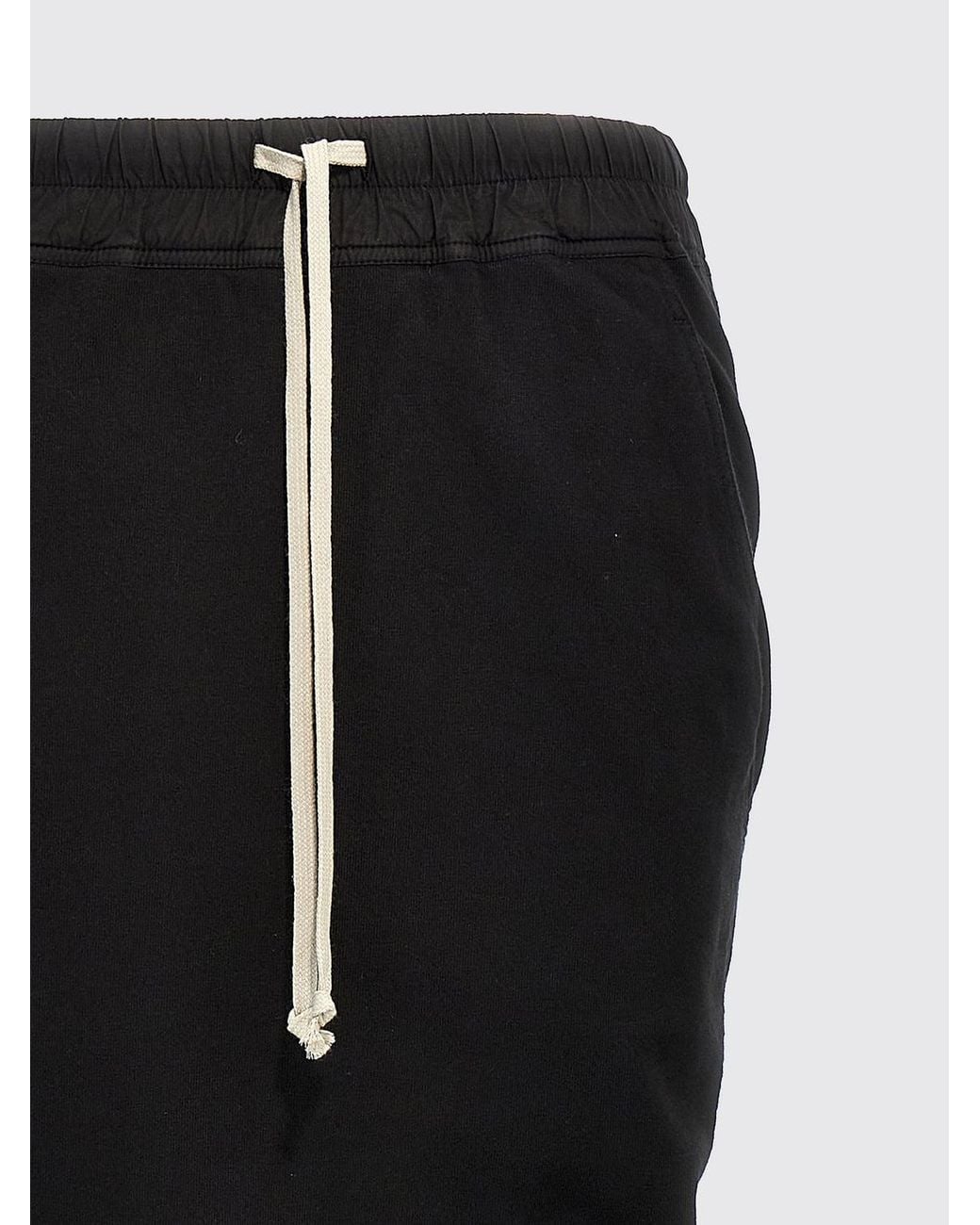 Rick Owens Black Cotton High-Waisted Long Pencil Skirt With Drawstring