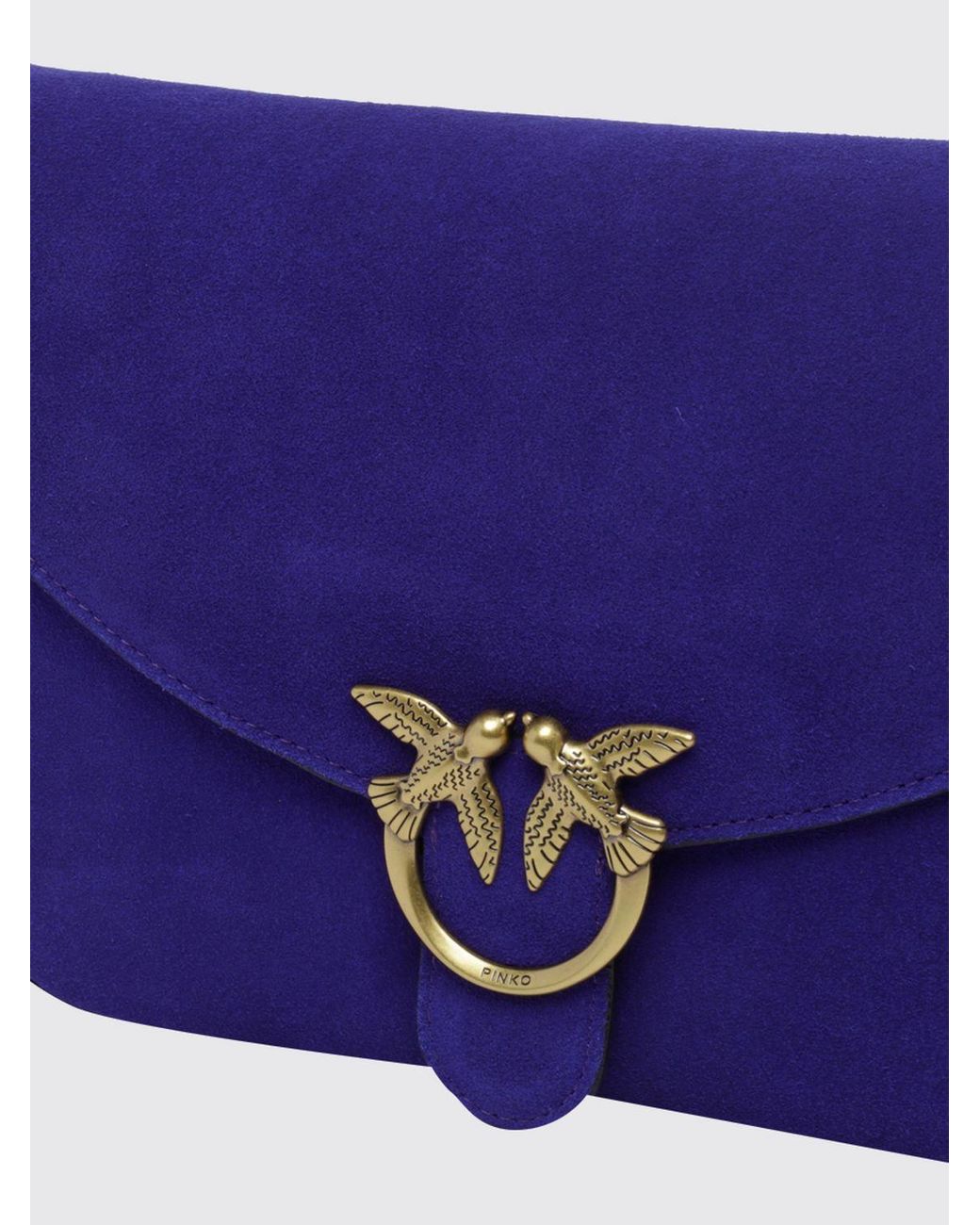 Pinko Purple Mini Love Bag Suede Crossbody Bag With Love Birds Logo