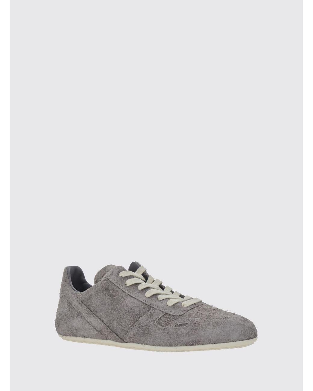 Rick Owens Gray Low-Top Suede Sneakers With Leather Interior for men