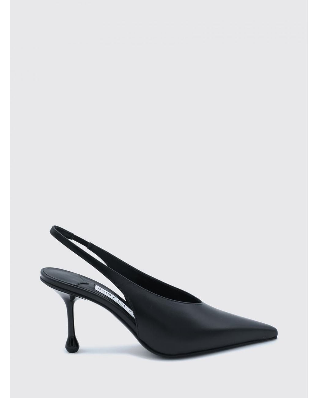 Jimmy Choo Black Isa Leather Slingback Court Shoes With Almond Toe And Teardrop Heel