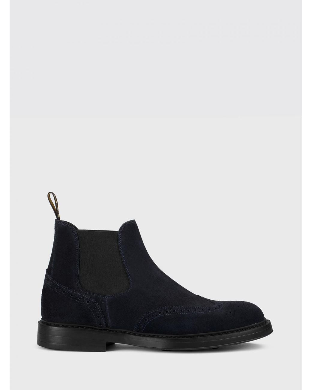 Doucal's Blue Suede Ankle Boots With Brogue Motif for men