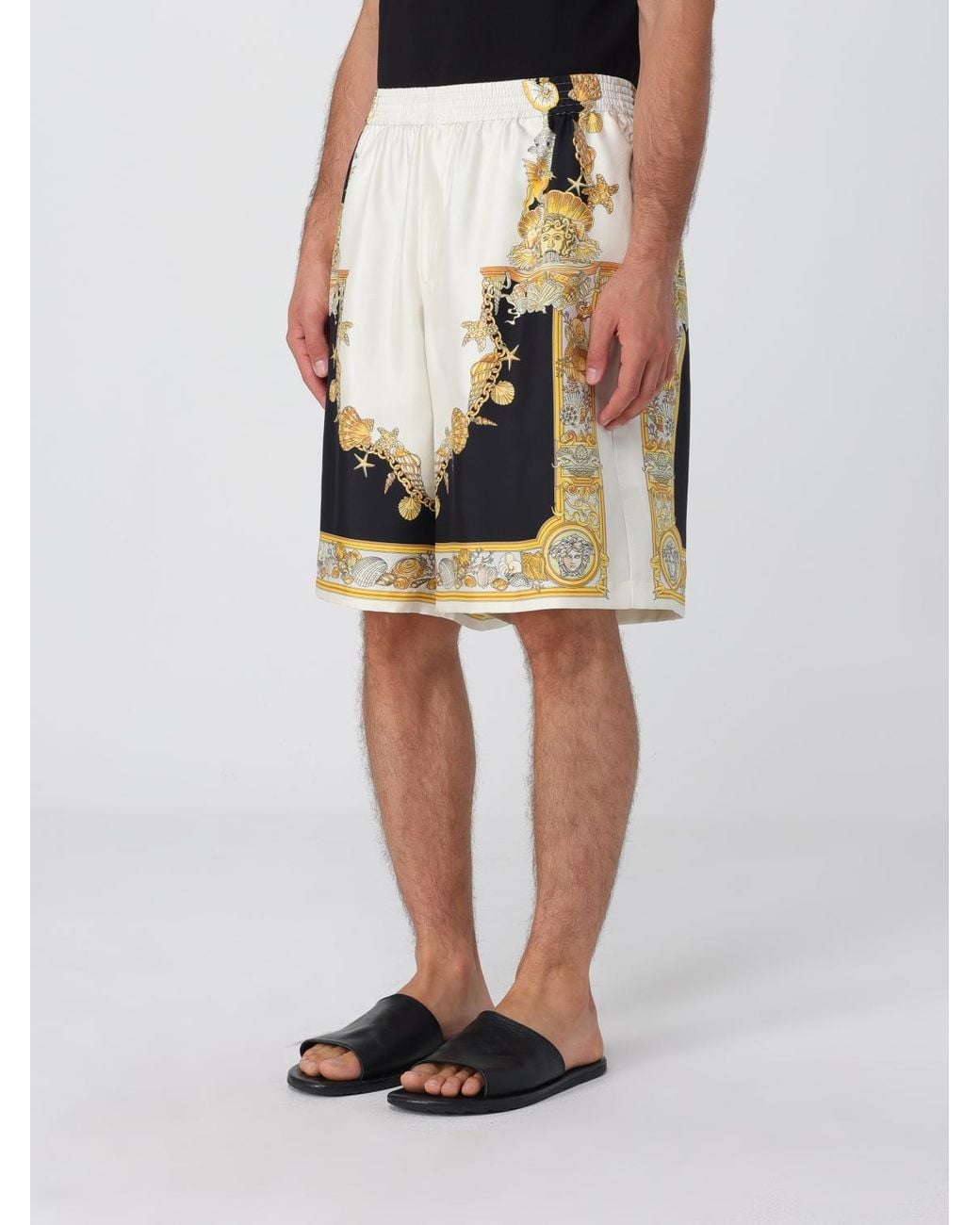 Versace Multicolor Coral Theatre Silk Shorts for men