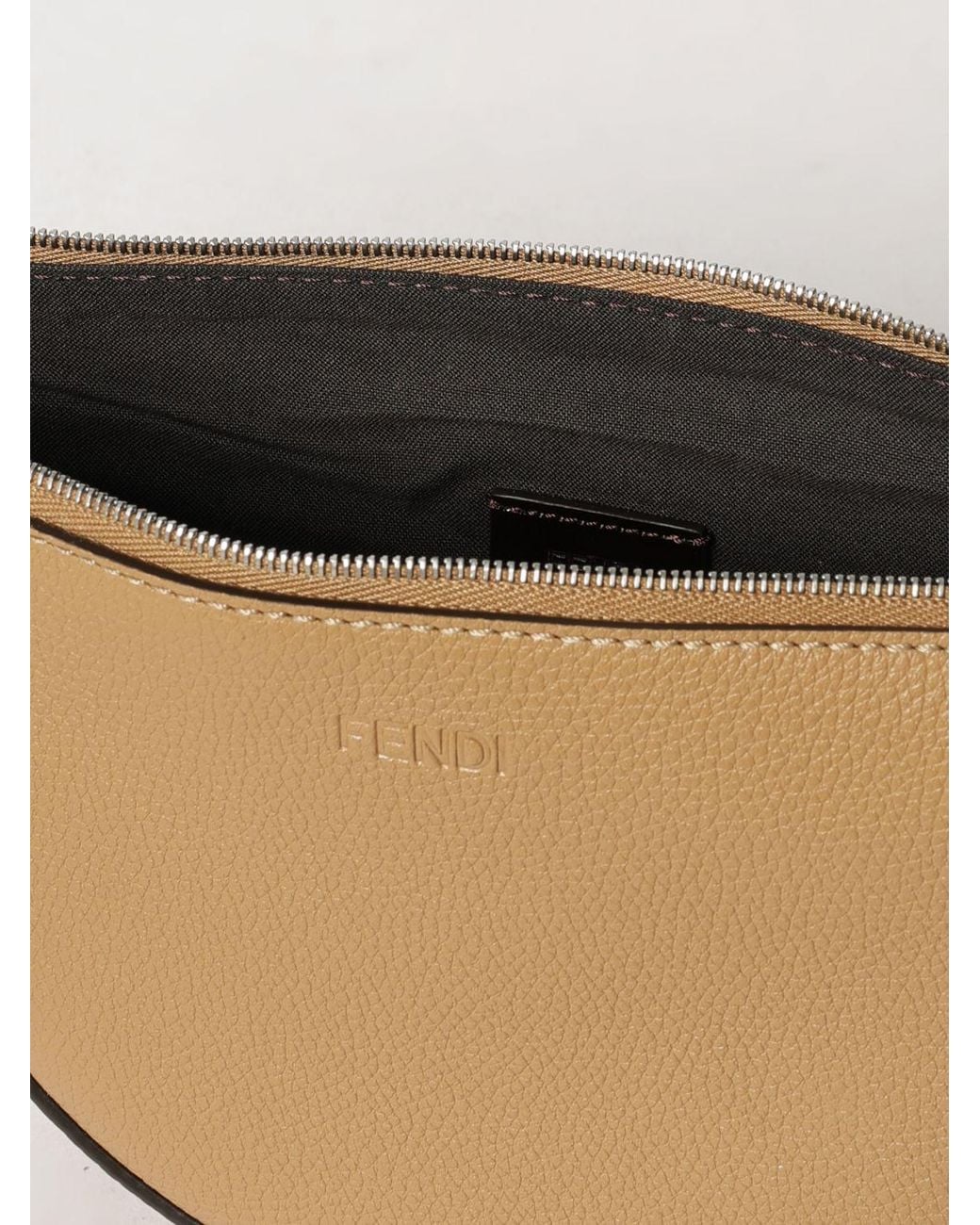 Fendi Natural Crescent-Shaped Grained Calfskin Leather Crossbody Bag for men