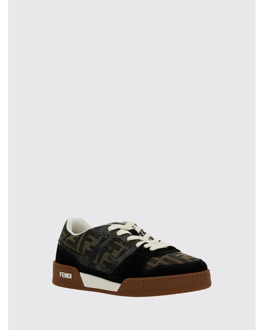 Fendi White Match Suede And Ff Monogram Jacquard Sneakers