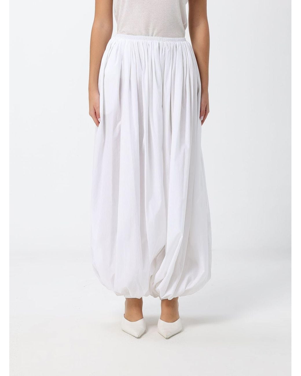 Alaïa White Wide-Leg Cotton Harem Trousers With Elasticated Waist