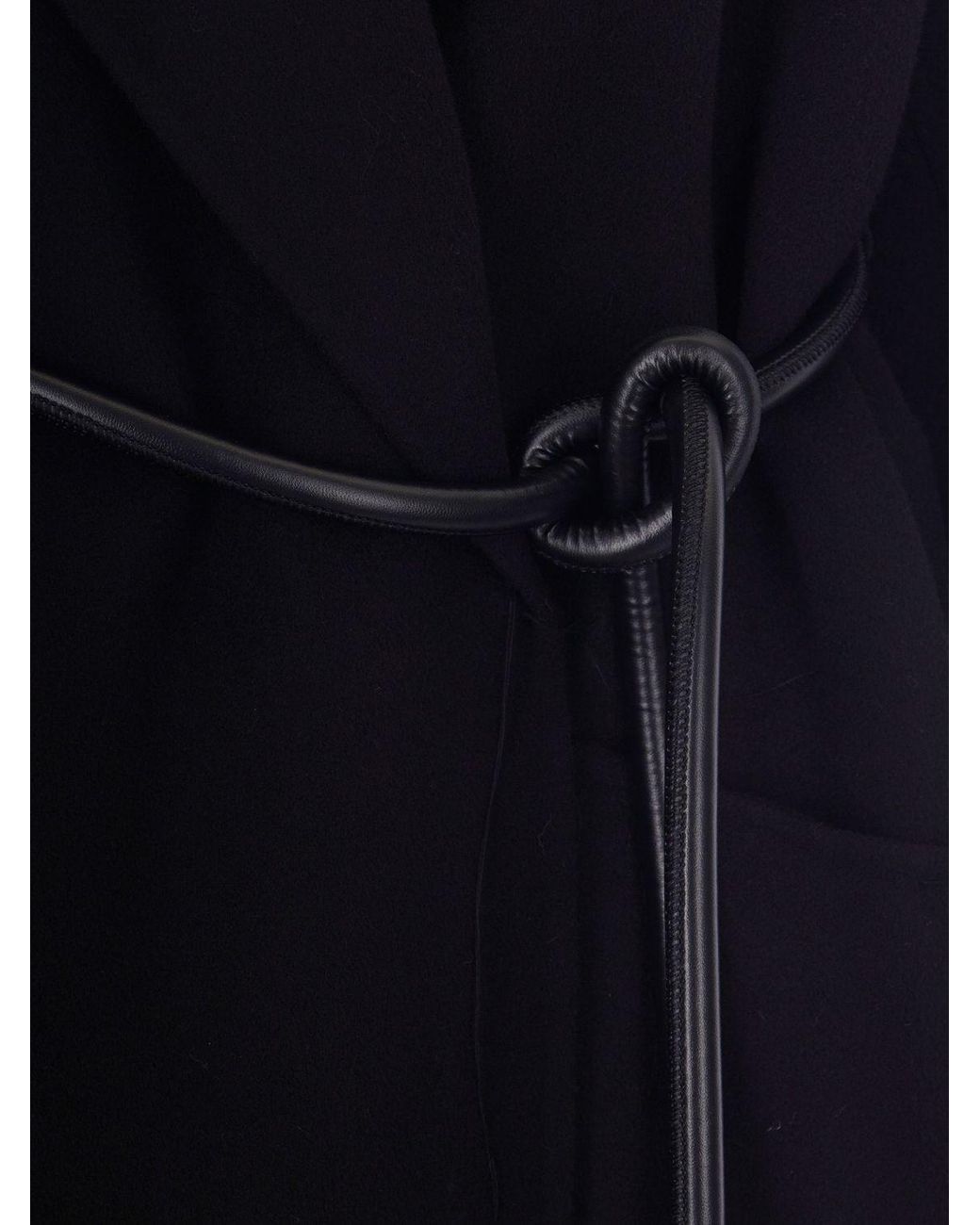Sportmax Blue Long Virgin Wool Robe Coat With Leather Belt