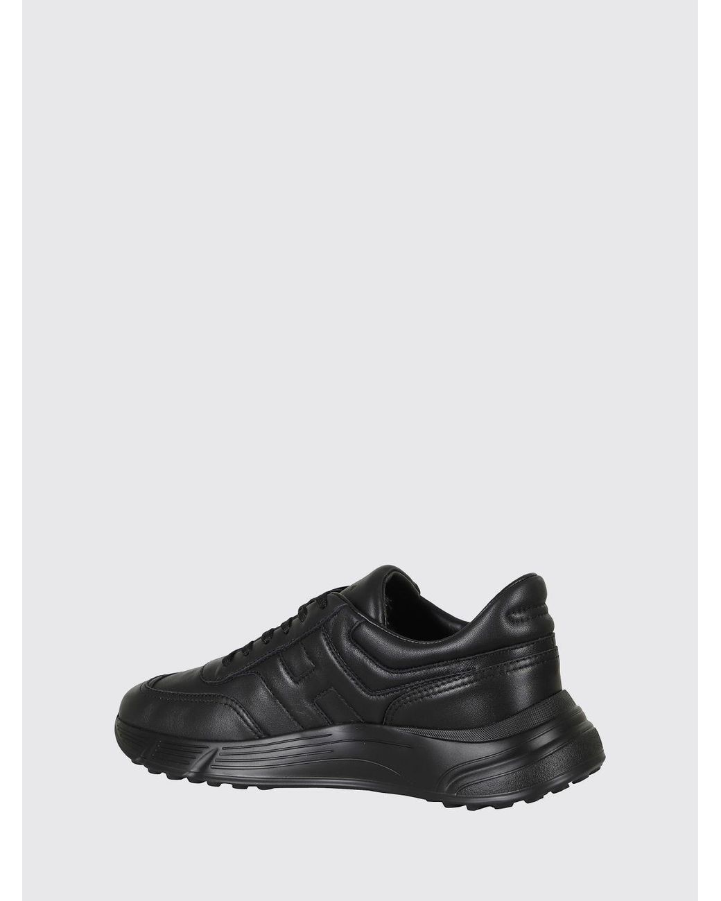 Hogan Black Hyperlight Smooth Leather Rubber Sole Leather Sneakers for men