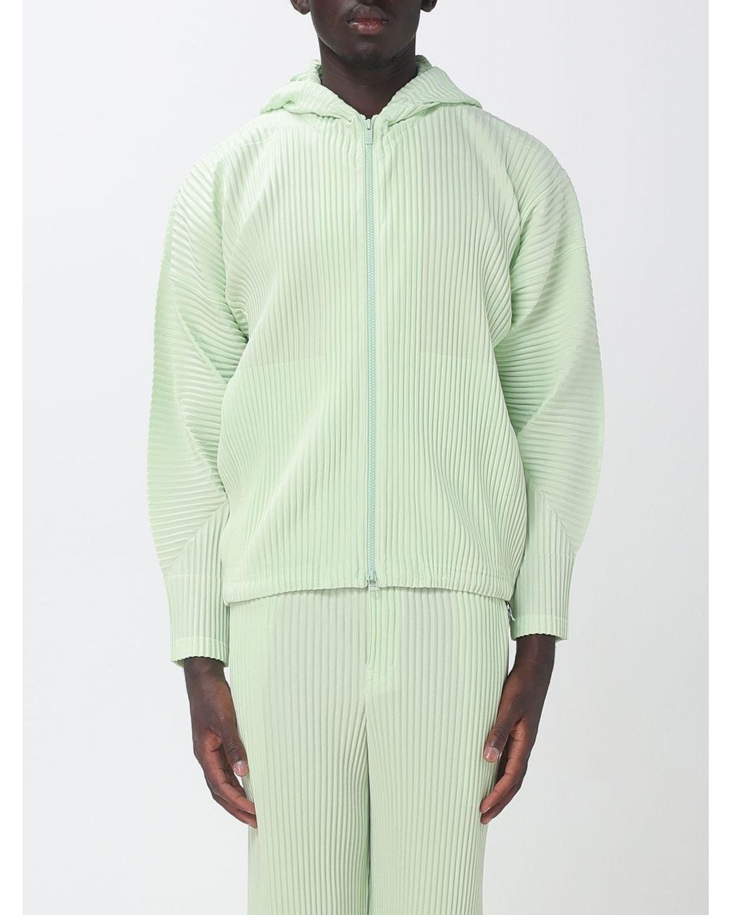 Homme Plissé Issey Miyake Green Pleated Crêpe Homme Plissé Issey Miyake Zip-Up Hoodie for men