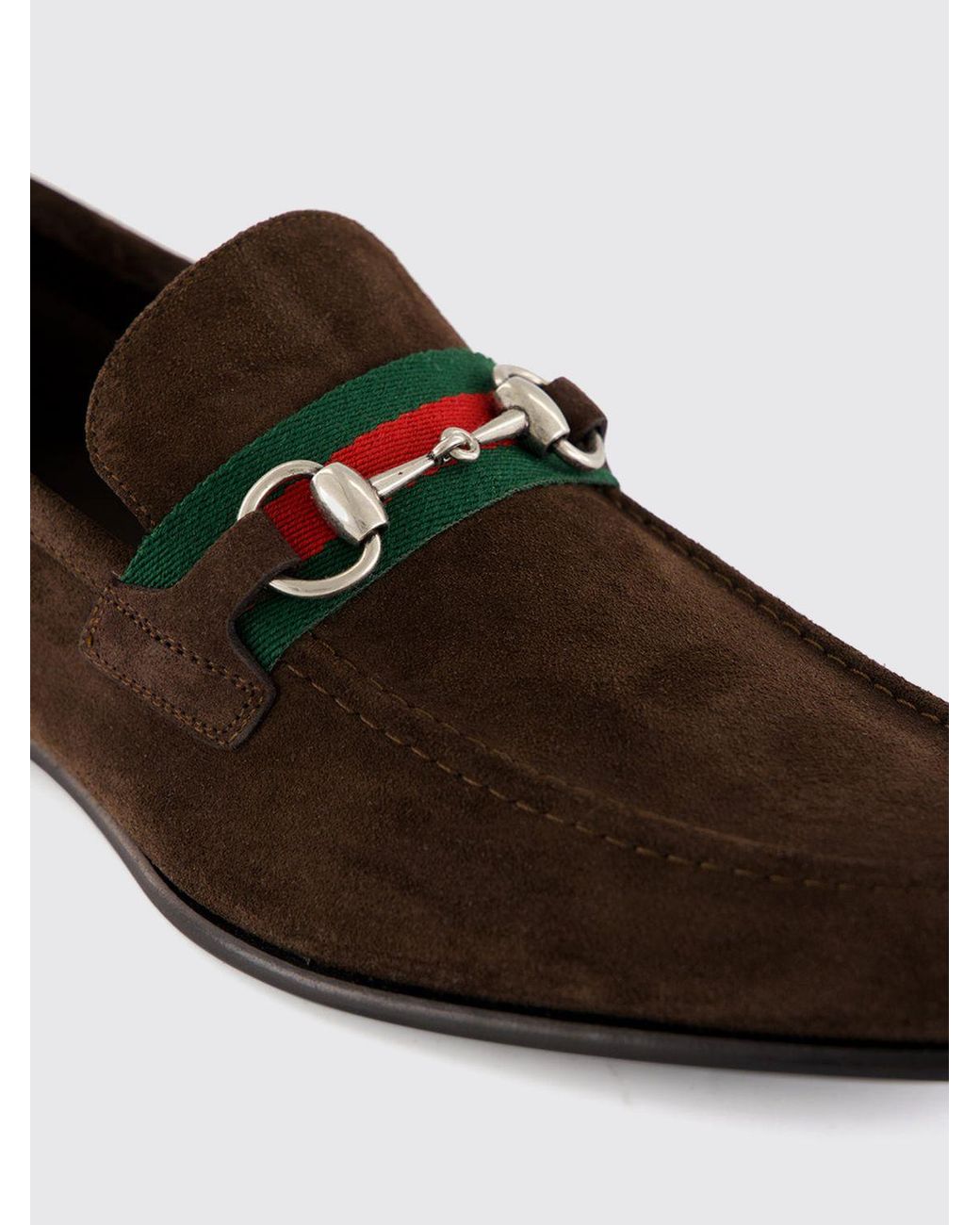 Gucci White Como Suede Loafers With Horsebit And Web Detail for men