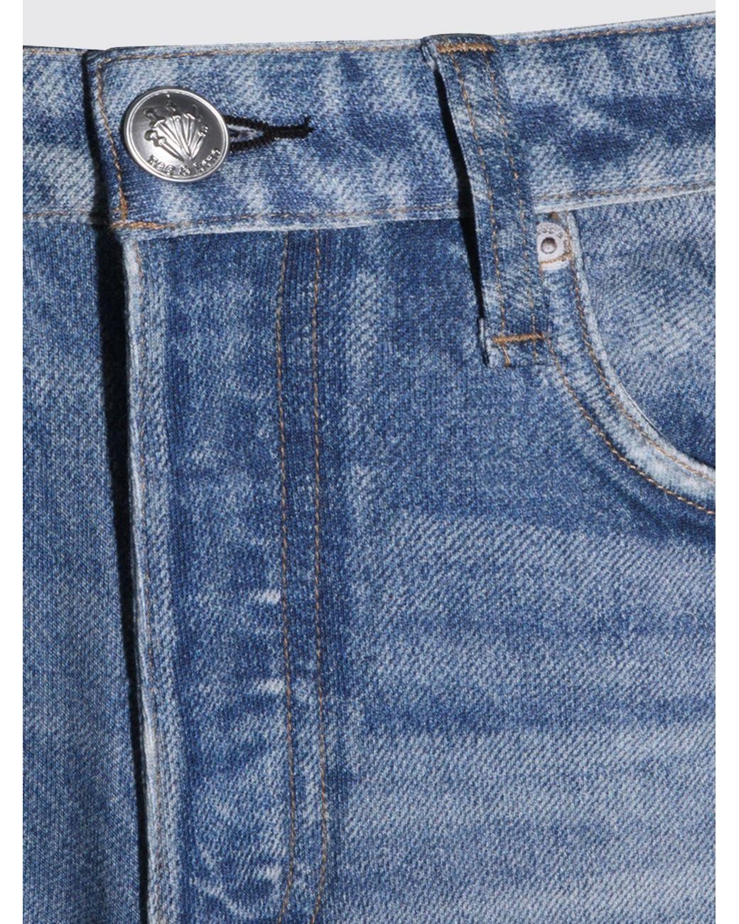 Rag & Bone Blue High-Waisted Wide-Leg Cotton Denim Trousers With Five Pockets