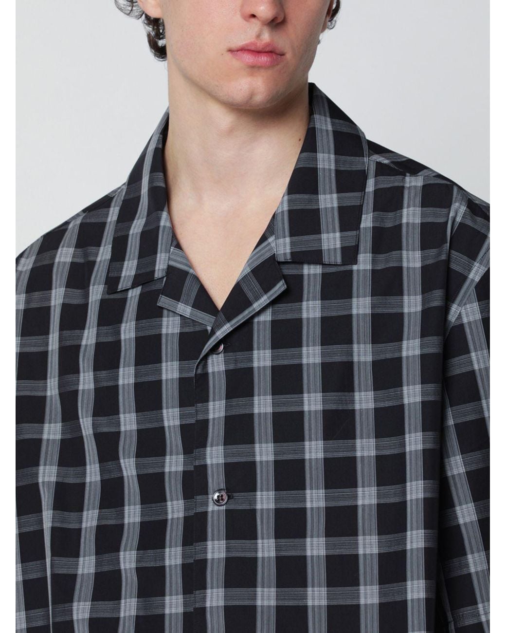 Studio Nicholson Black Casual Checked Cotton Shirt for men