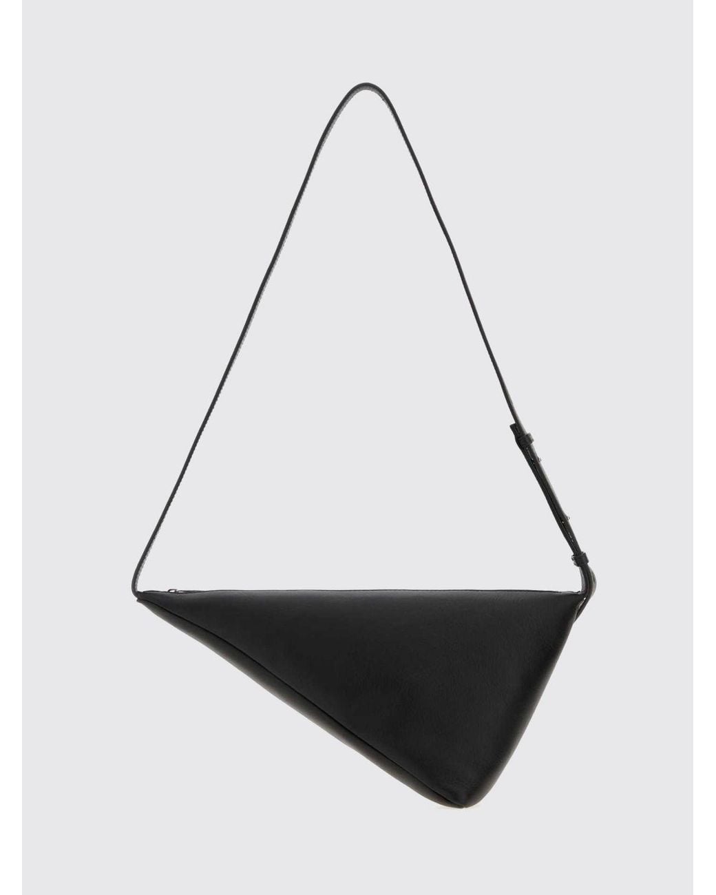 Jil Sander Black Triangular Leather Crossbody Bag With Adjustable Strap for men