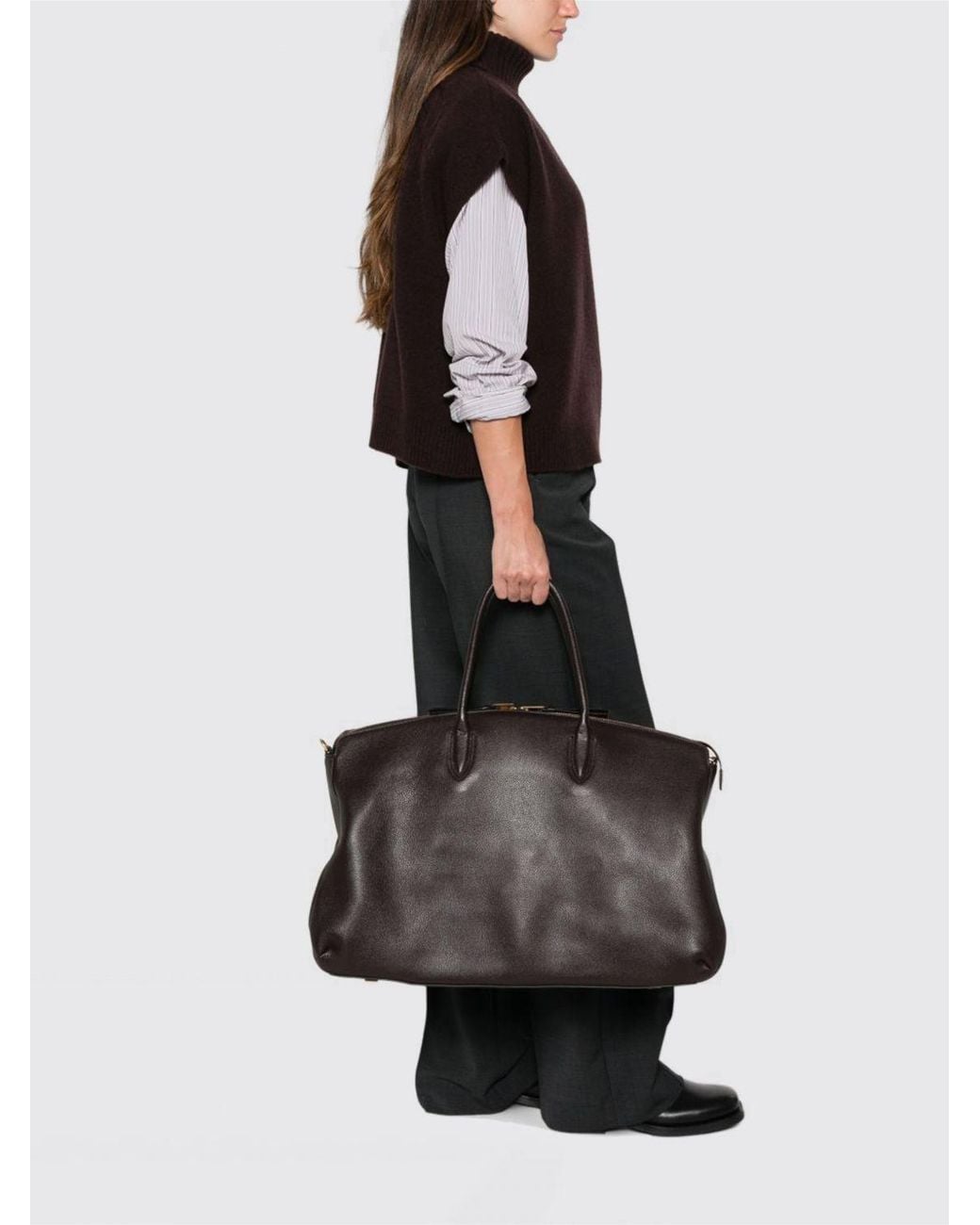 Borsalino Black Calf Leather Travel Bag With Double Handle And Logo