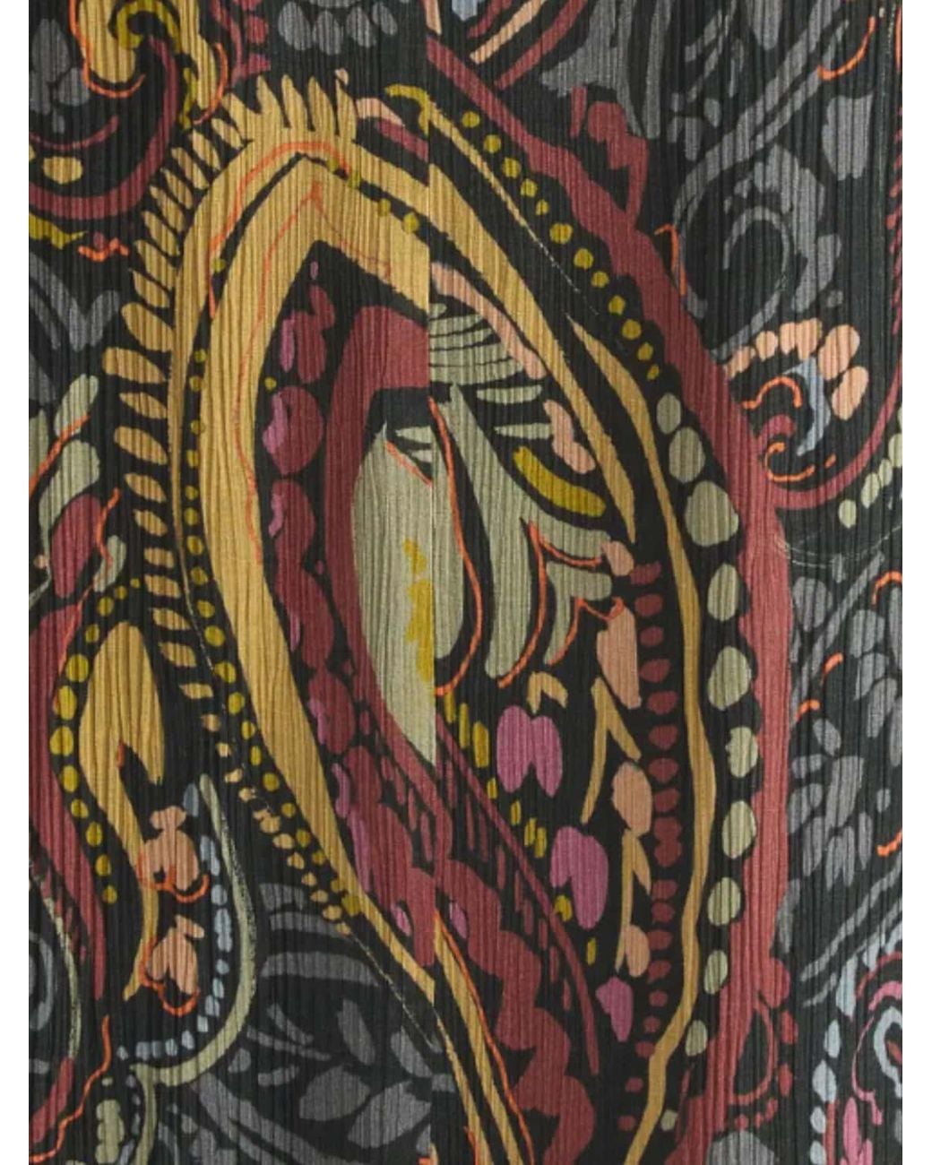 Etro Multicolor Paisley Print Silk Midi Chemisier Dress With Waist Belt