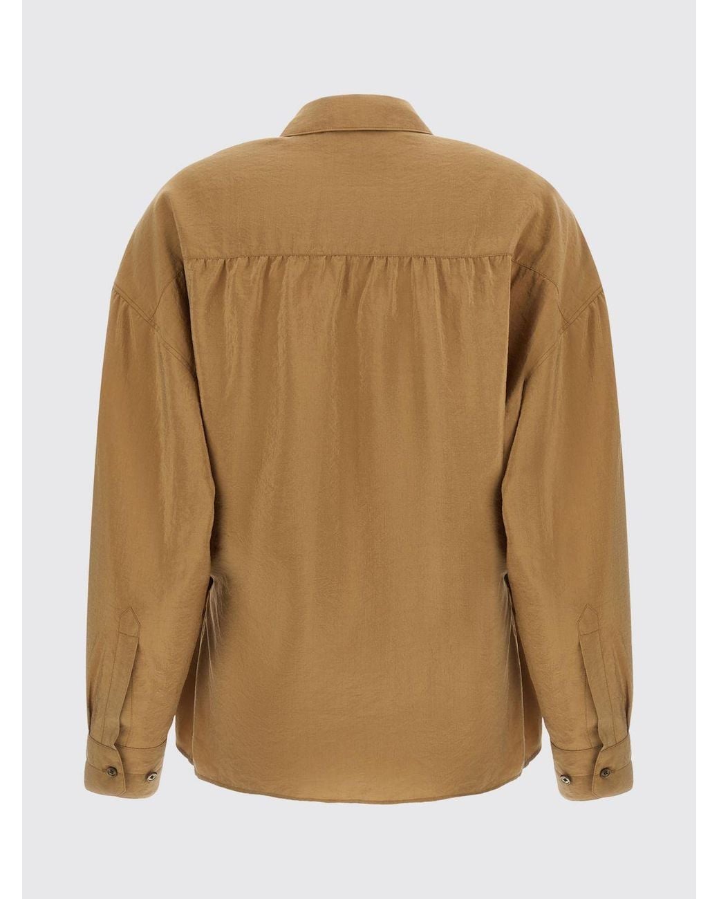 Lemaire Brown Relaxed Fit Silk Blend Shirt With Asymmetric Closure